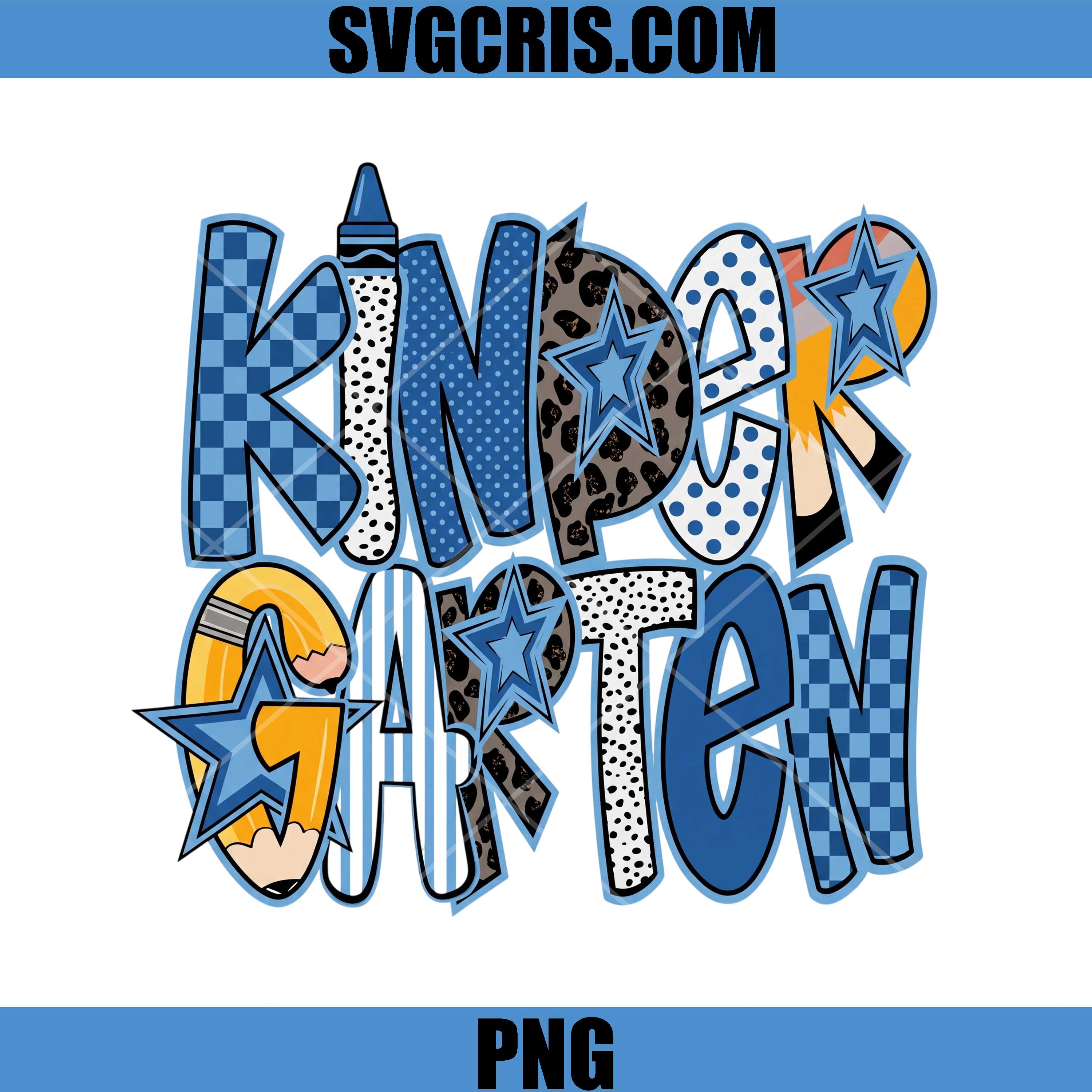 Kinder Garten Blue PNG, Back To School Typography PNG