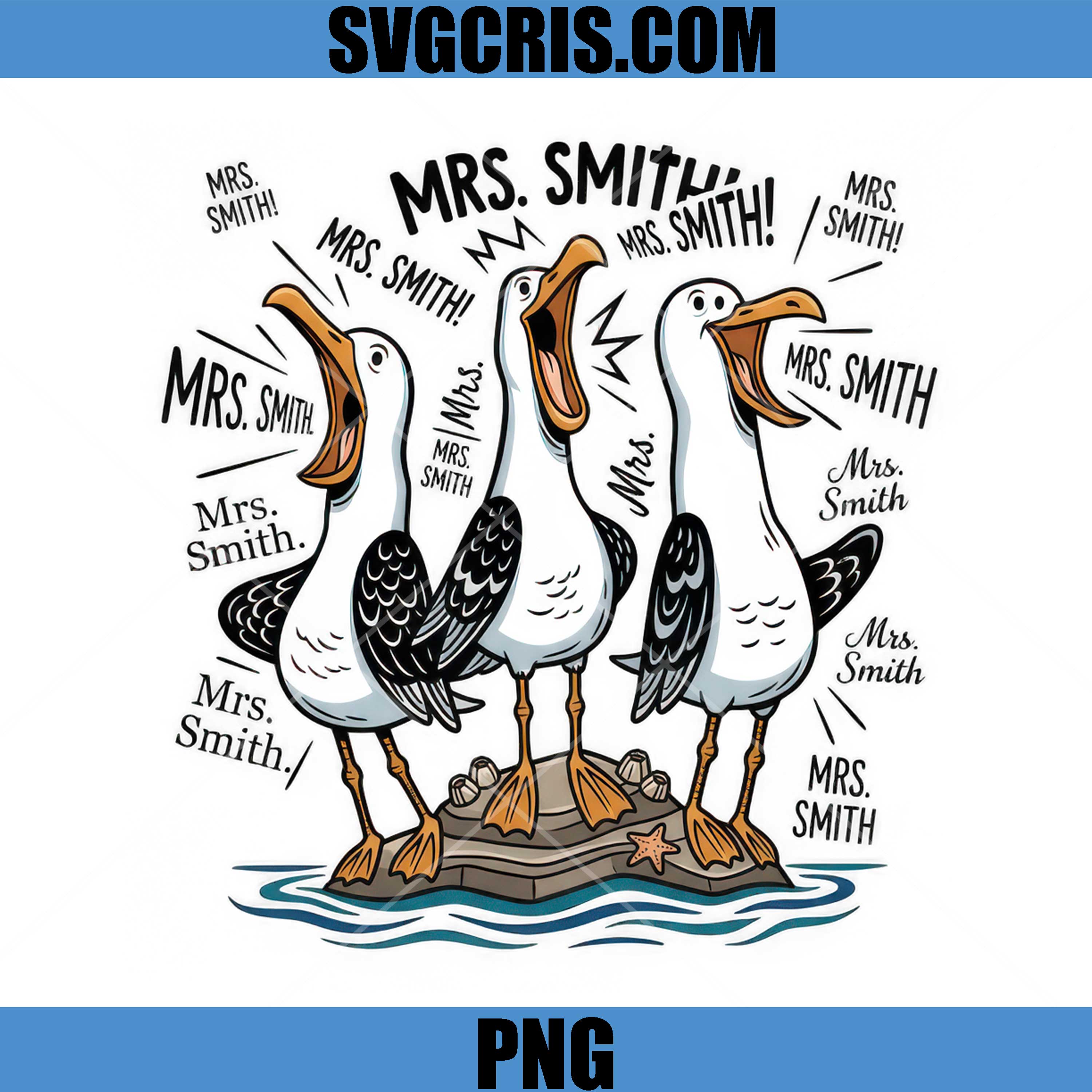 Mrs Oliver Back To School Seagull PNG, Cute Seagull Graphic PNG