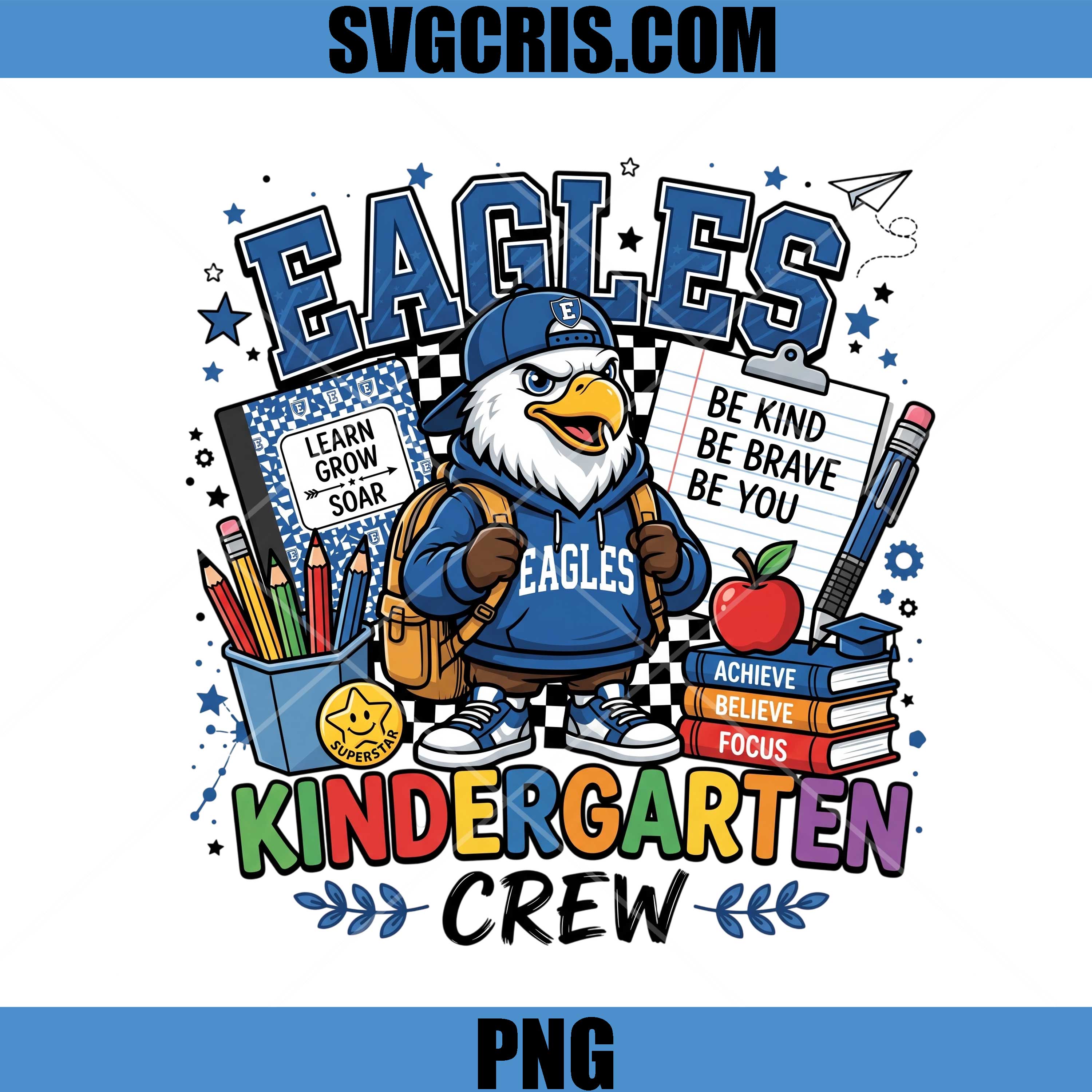 Eagles Kindergarten Crew Team PNG, Back To School Mascot PNG