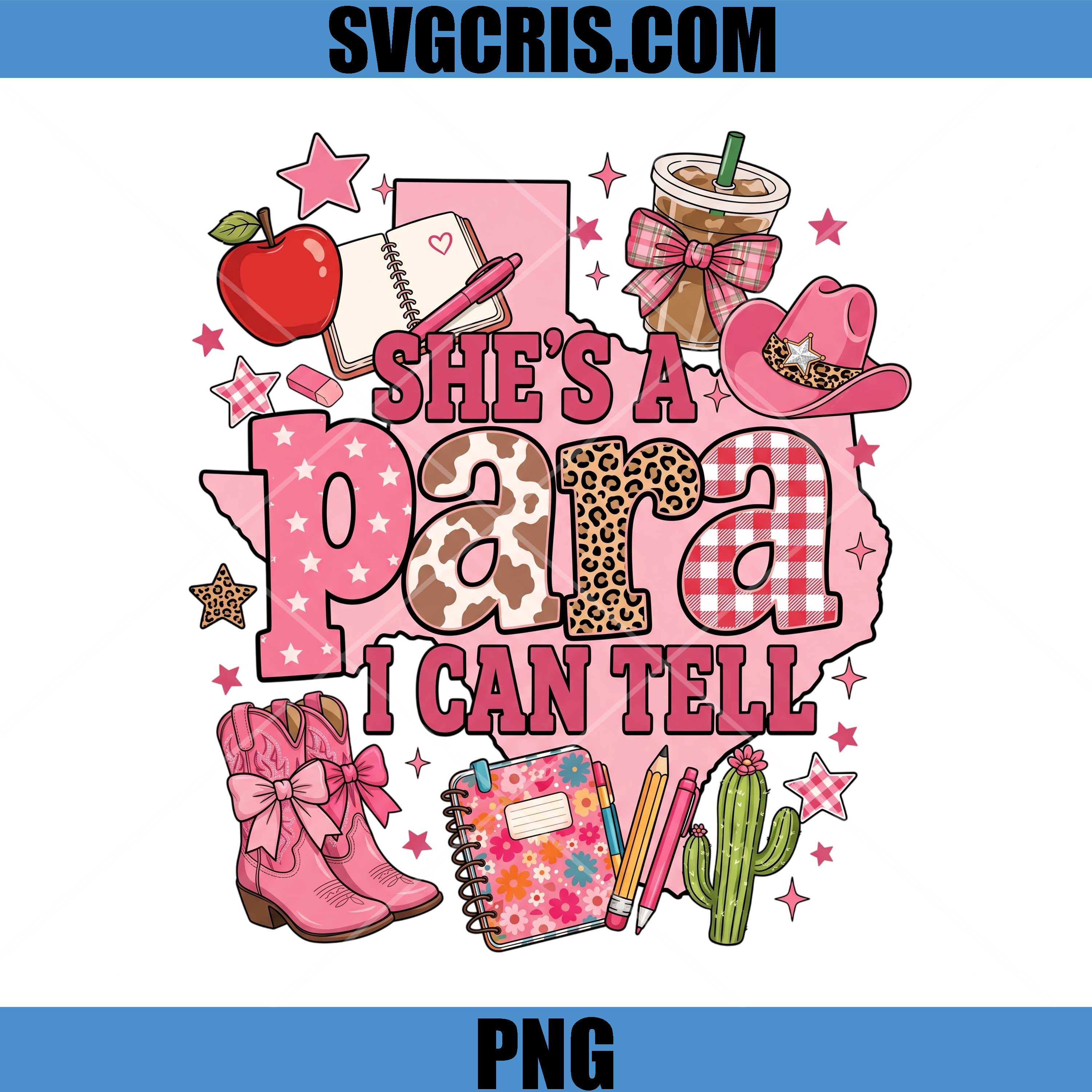 She's A Para I Can Tell PNG, Pink Western Cowgirl School PNG
