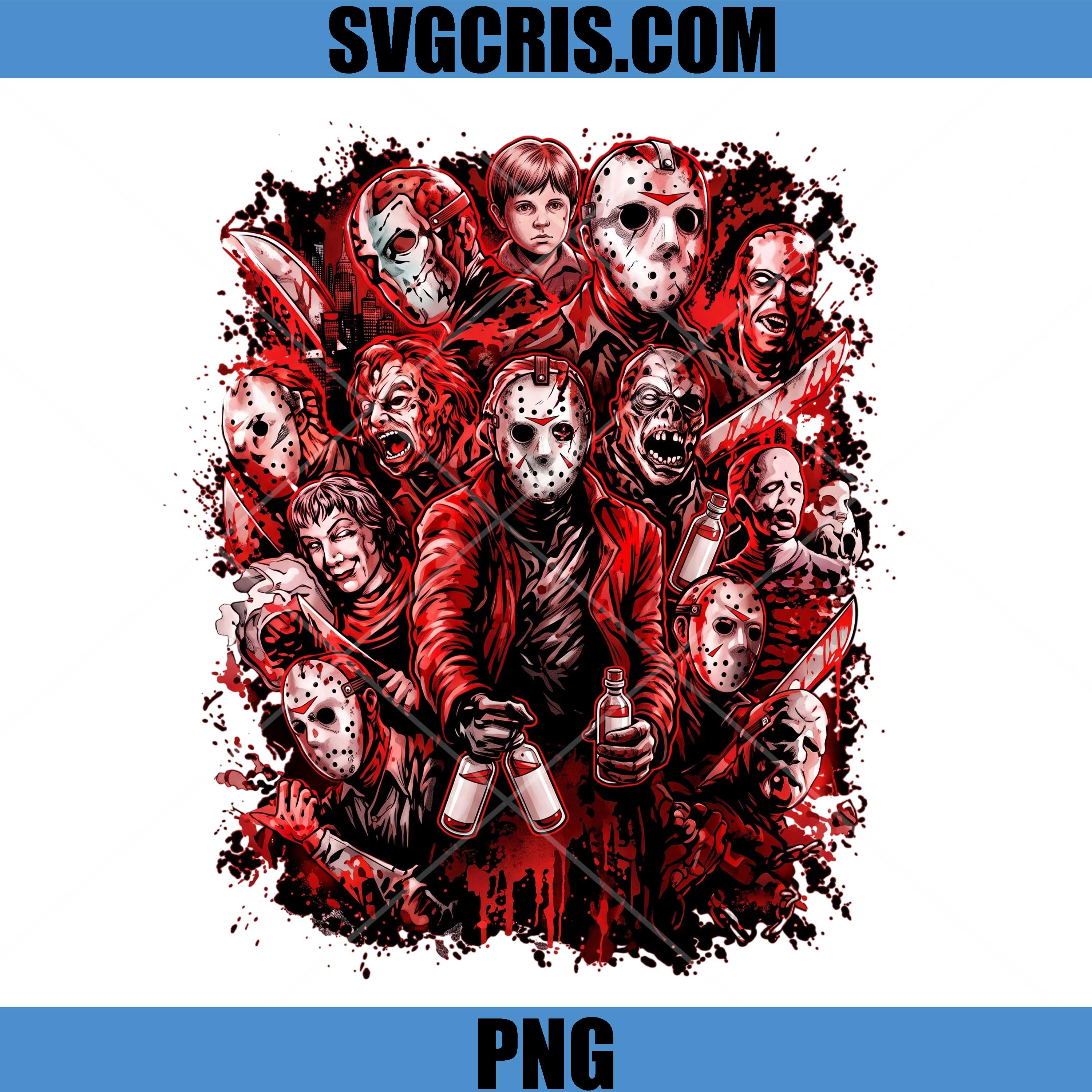 Classic Horror Killers PNG, Slasher Movie Art PNG
