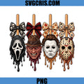 Spooky Horror Bow Pumpkin PNG, Halloween Killer Faces PNG