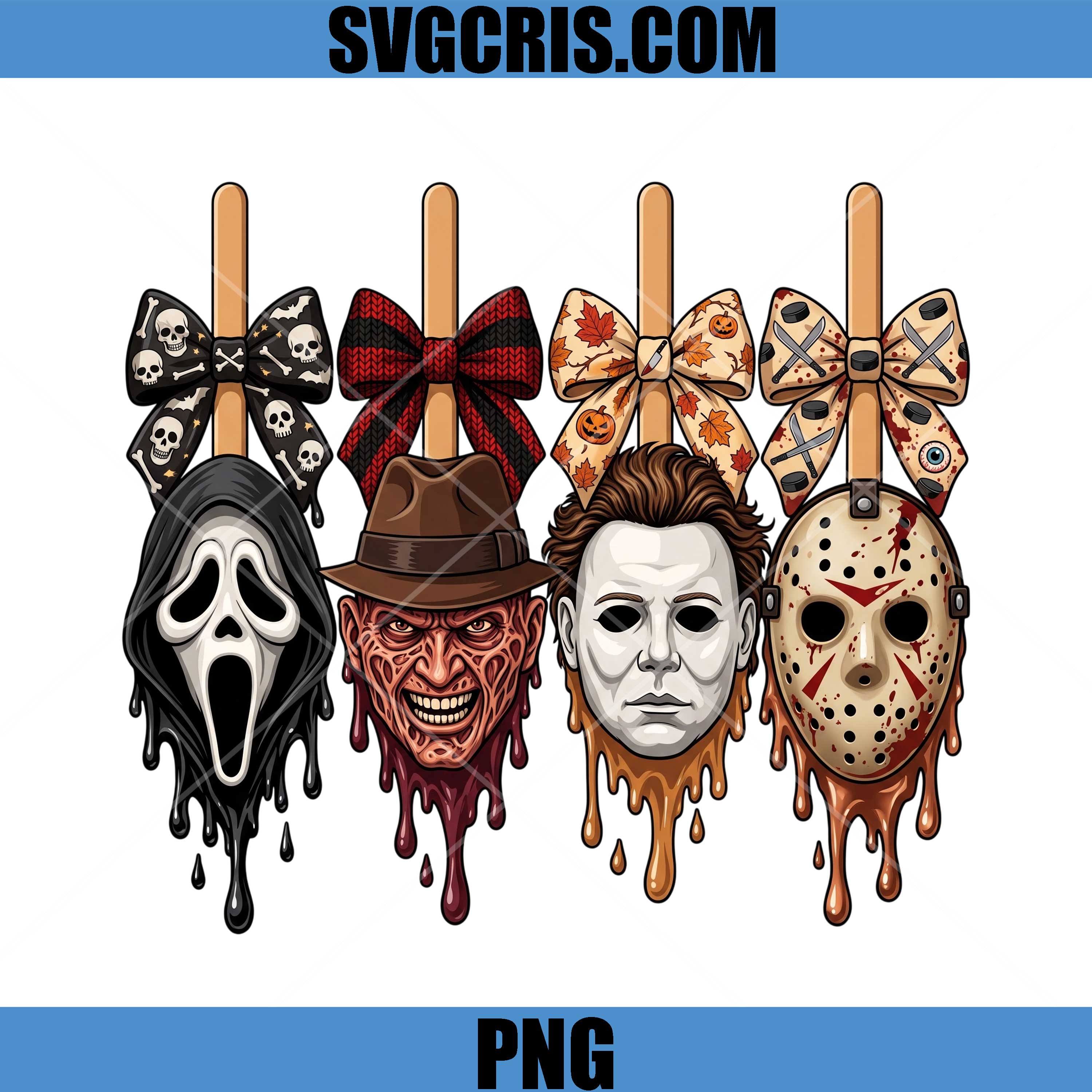 Spooky Horror Bow Pumpkin PNG, Halloween Killer Faces PNG