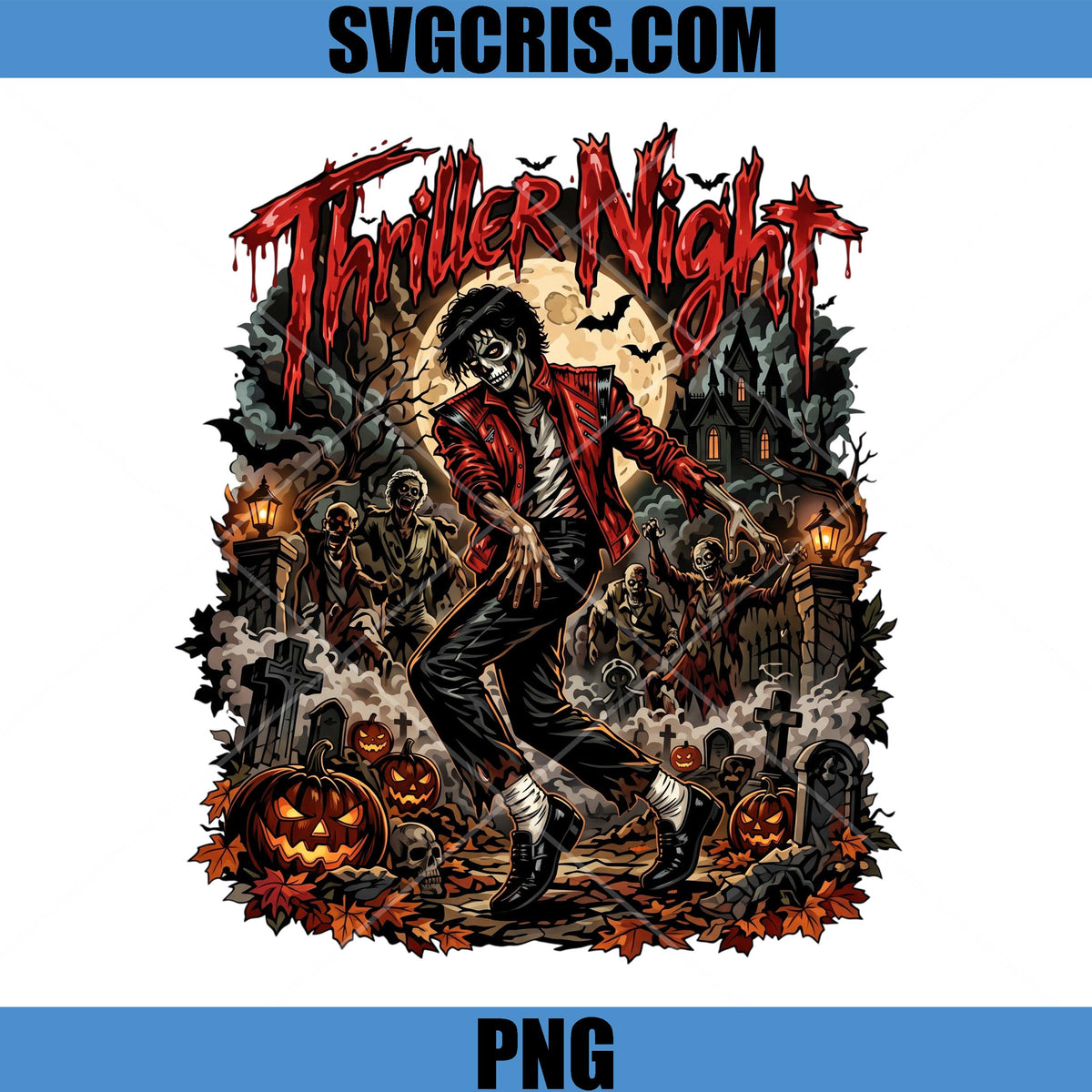 Thriller Night Horror PNG, Pumpkin Graveyard Dance PNG