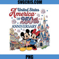 United States America 250th Anniversary PNG, America 250th Anniversary Mickey Minnie PNG