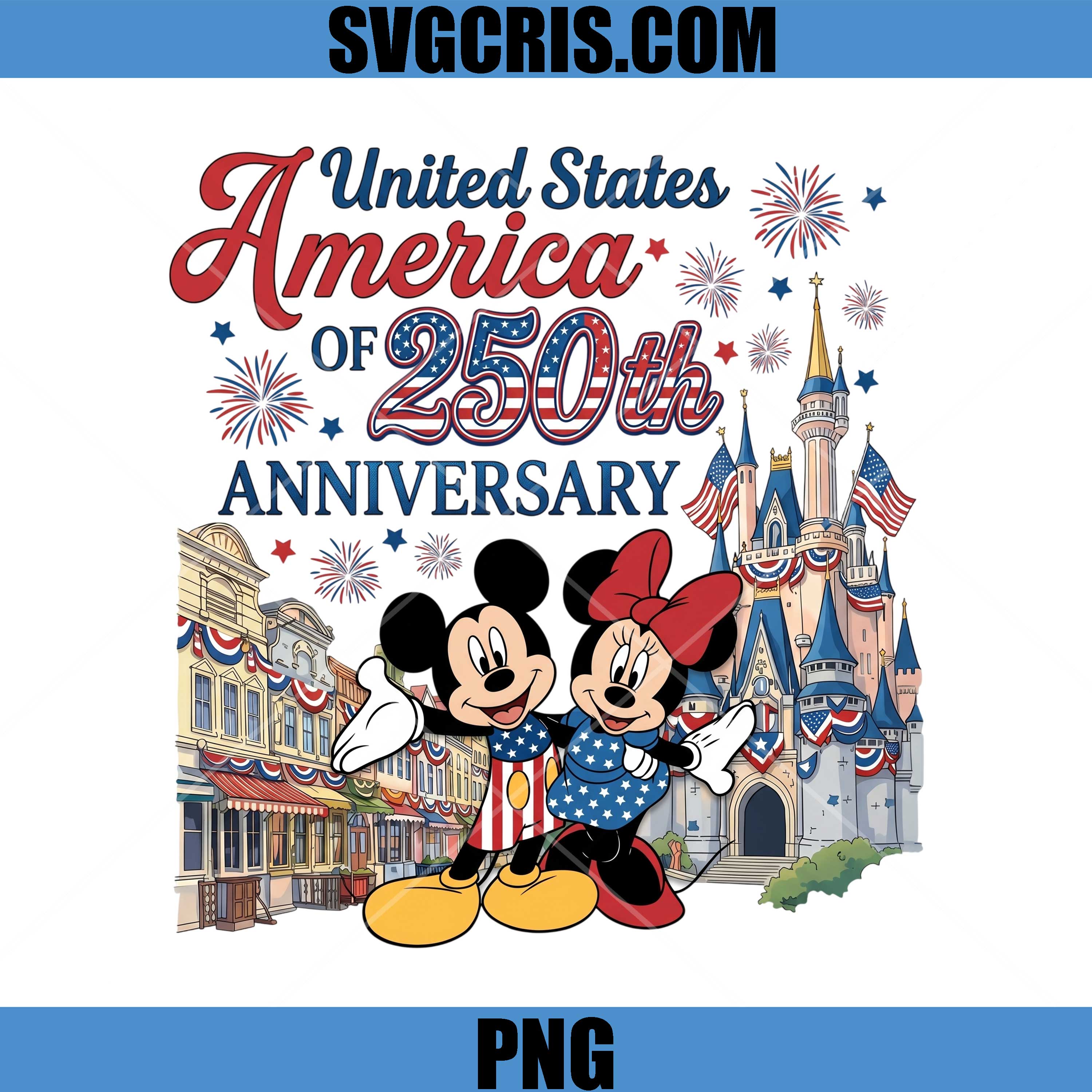 United States America 250th Anniversary PNG, America 250th Anniversary Mickey Minnie PNG