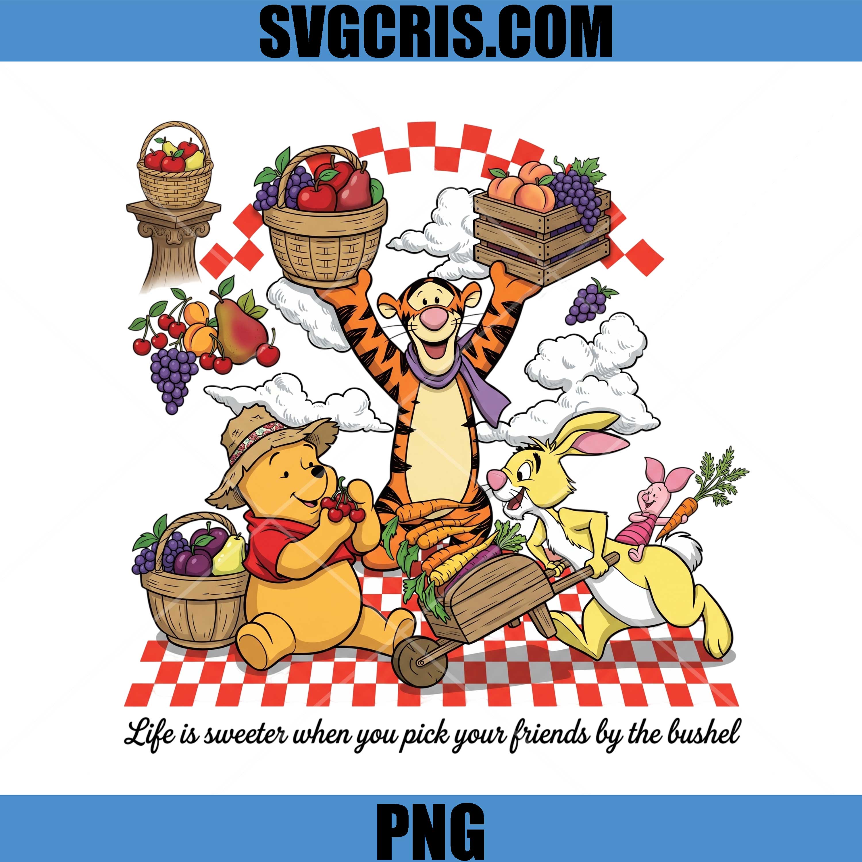 Pooh Tigger Friends Picnic PNG, Winnie Pooh Friends Harvest PNG