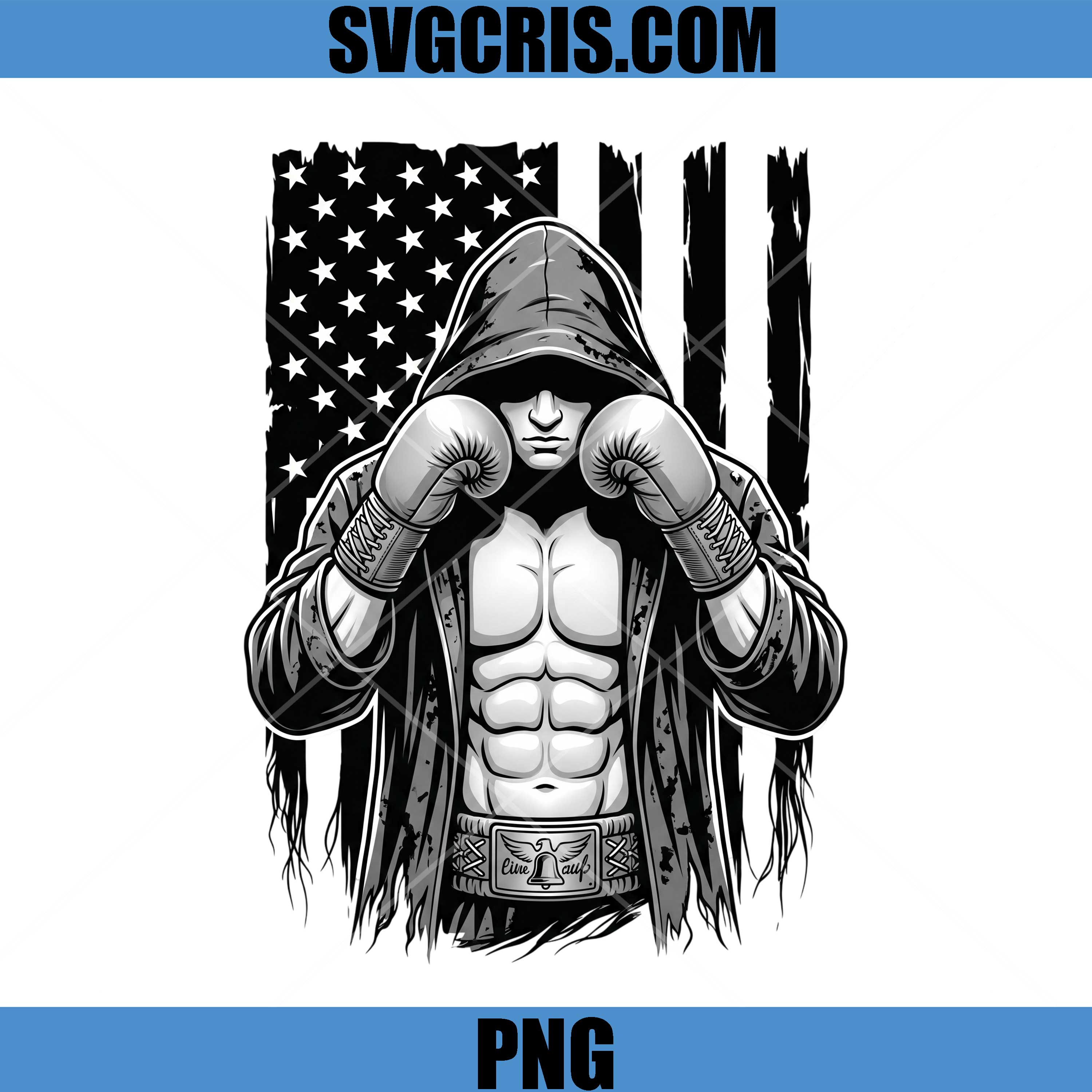 Boxing Fighter With USA Flag PNG, Muscular Athlete PNG