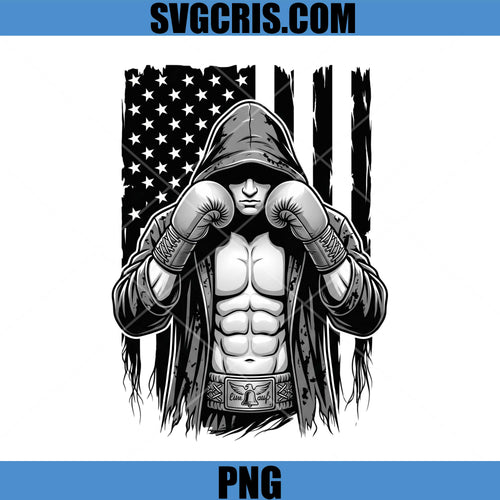 Boxing Fighter With USA Flag PNG, Muscular Athlete PNG