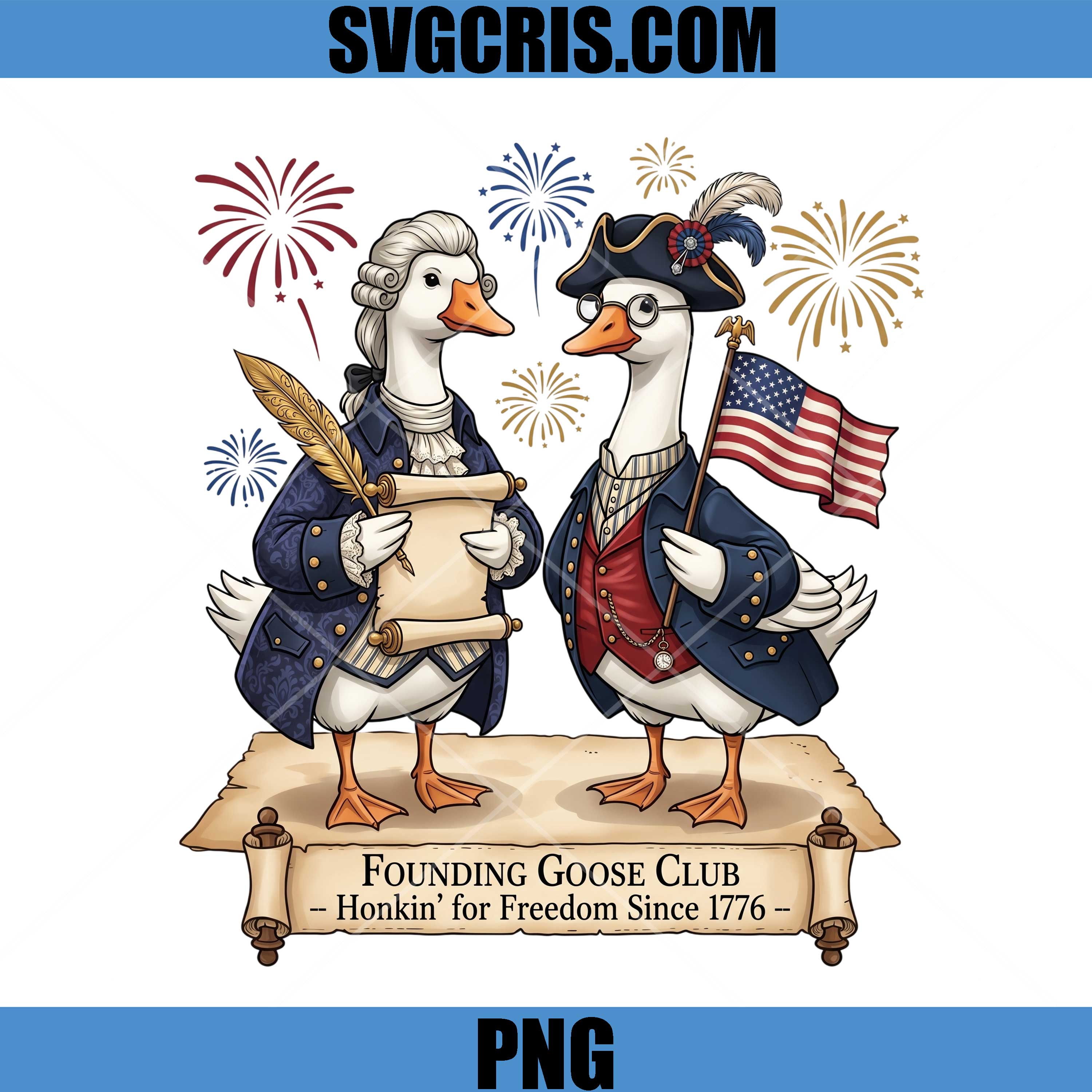 Founding Goose Club 1776 PNG, Patriotic Goose Art PNG