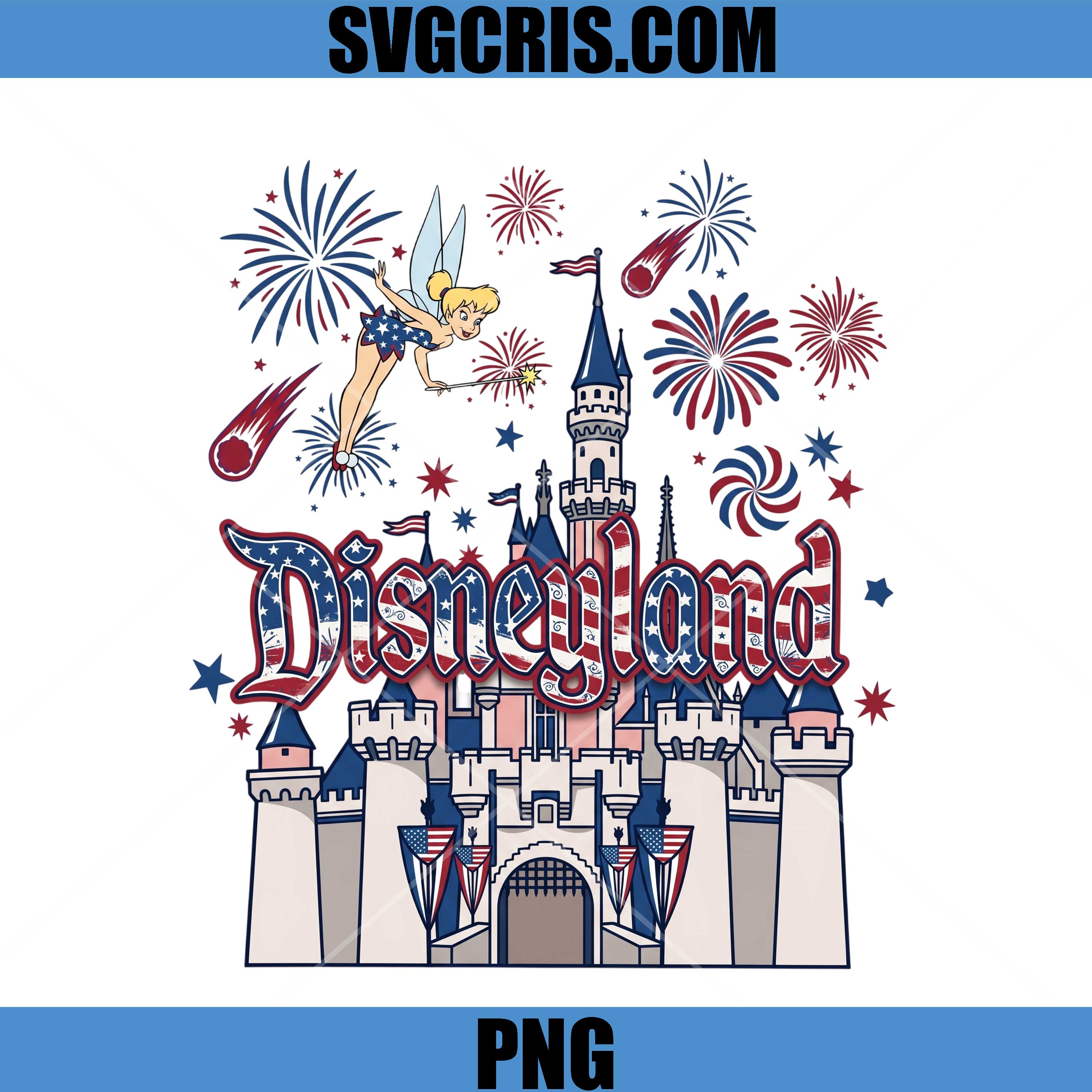Disneyland Castle 4th Of July PNG, Patriotic USA Disneyland PNG