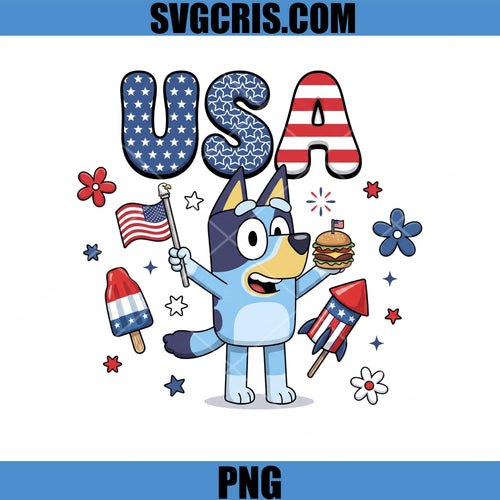 Bluey USA Patriotic 4th Of July PNG, Cartoon Bluey America PNG