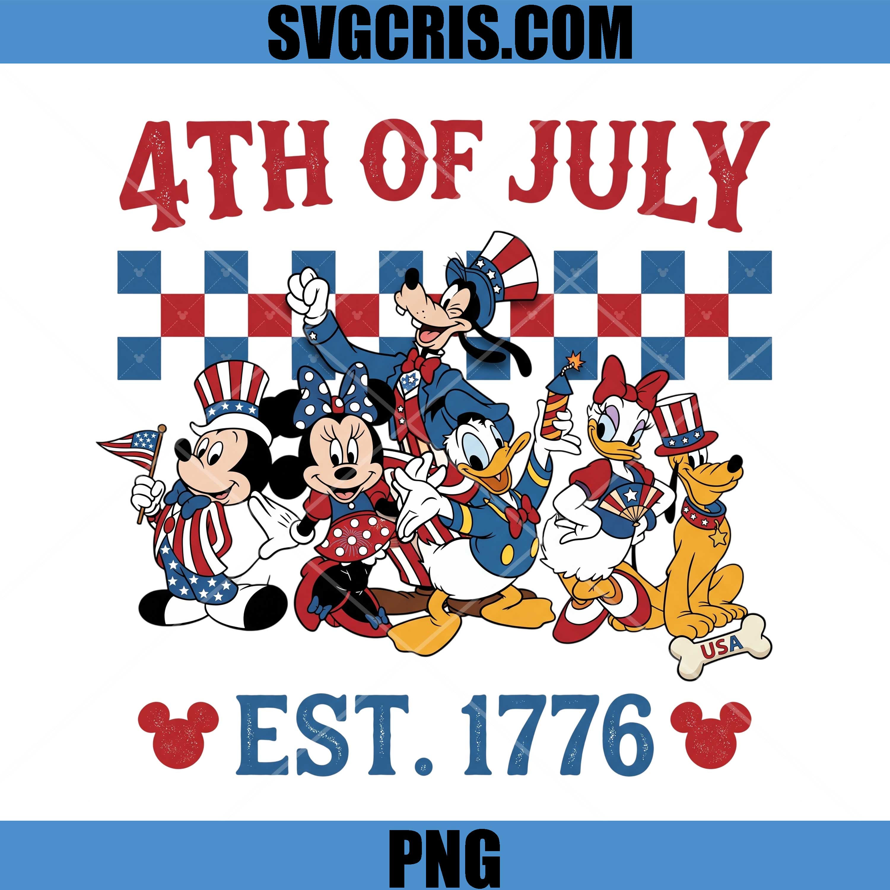 Disney 4th Of July Friends PNG, Patriotic Mickey PNG
