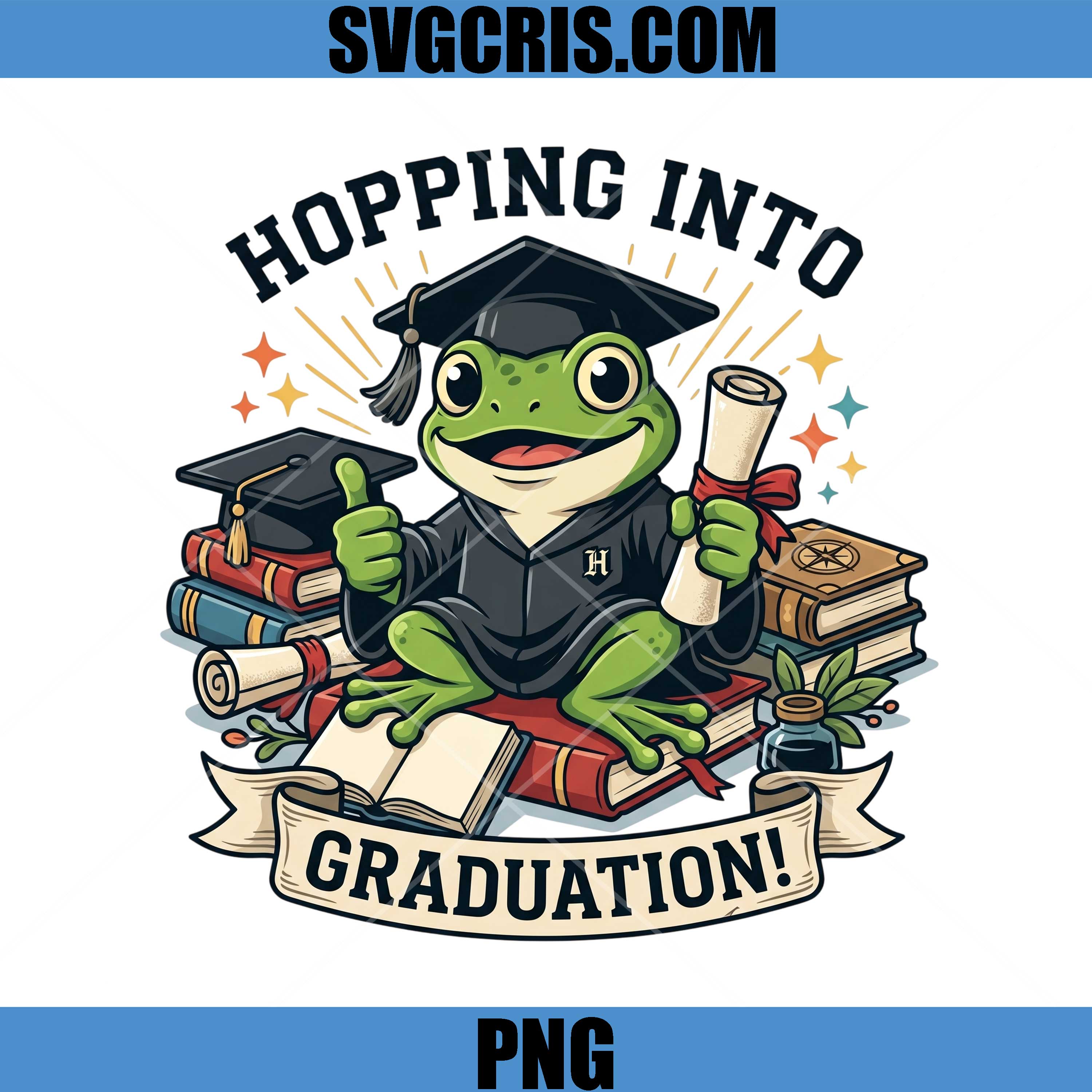 Hopping Into Graduation Frog Graduate PNG, Cute Frog Graduation PNG