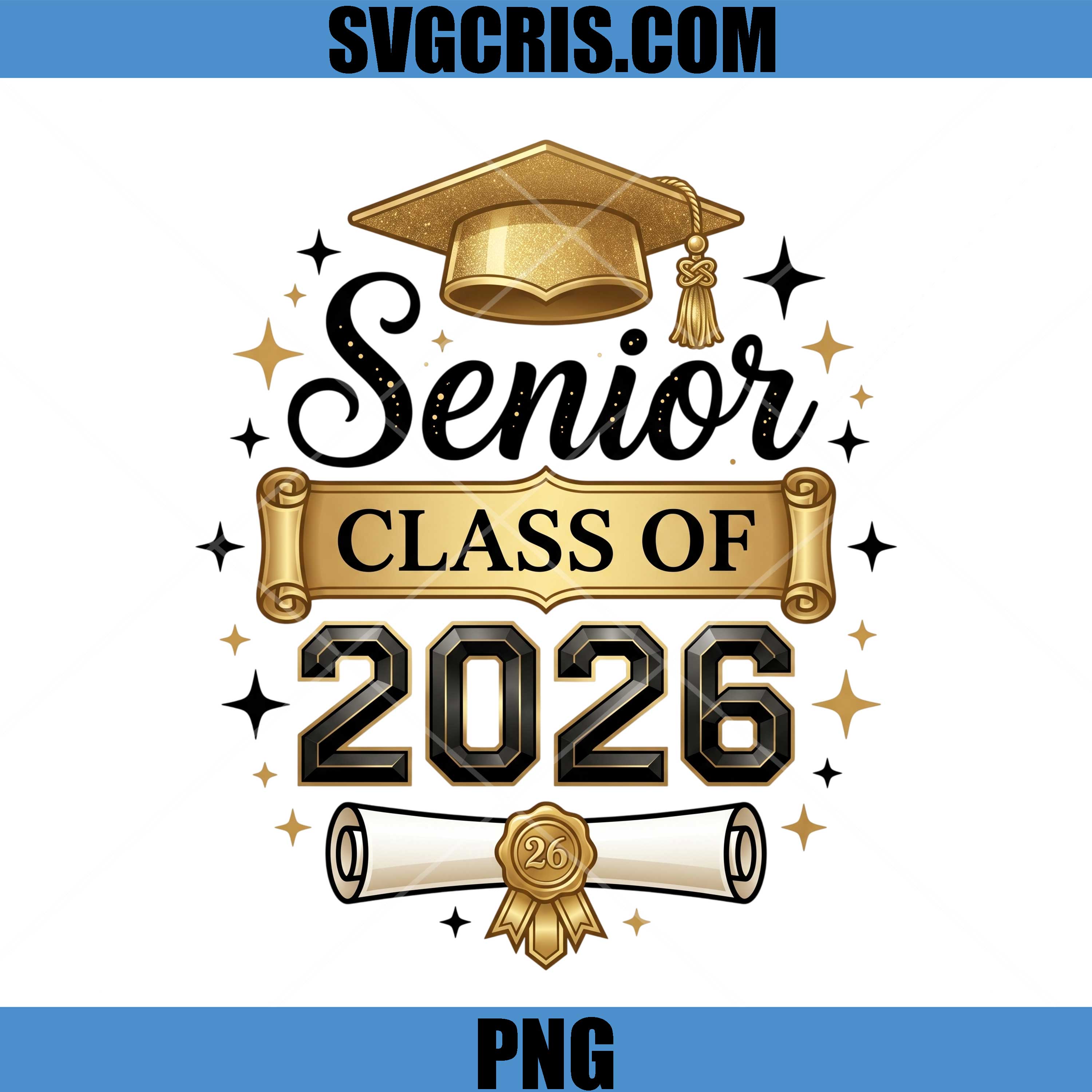 Senior Class Of 2026 Graduation PNG, Graduation Cap Scroll Art PNG