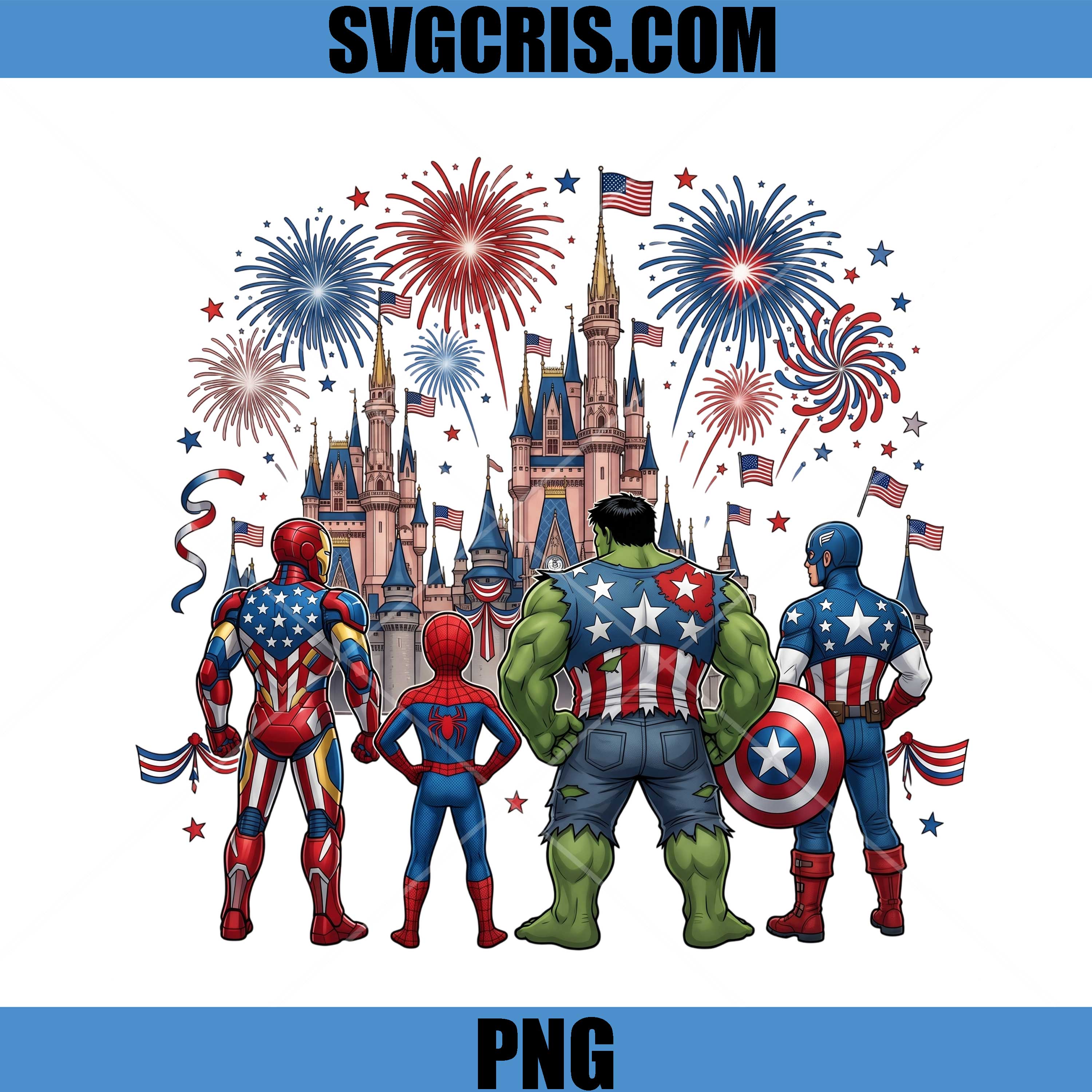 Avengers 4th Of July Castle PNG, Patriotic Marvel PNG