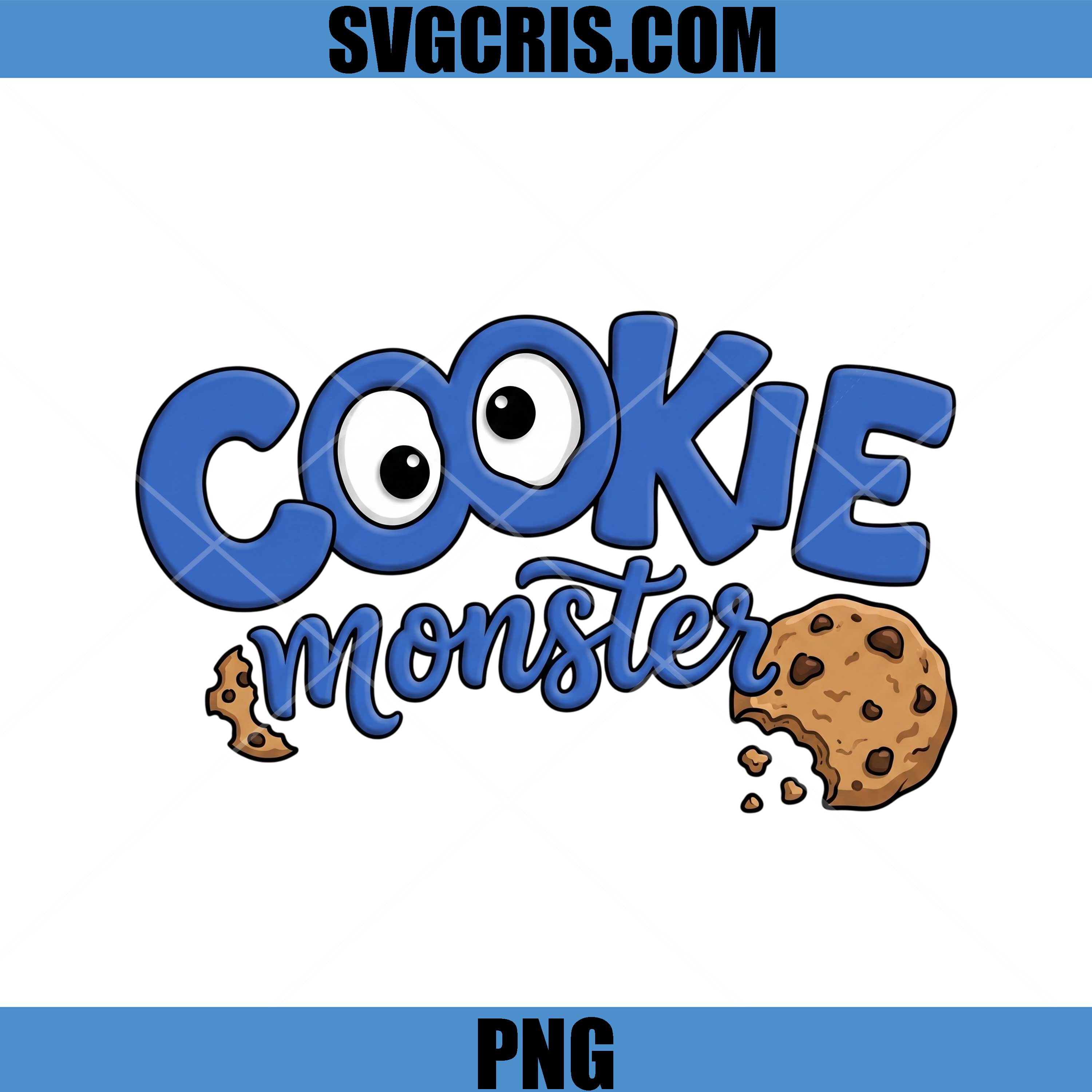 Cookie Monster PNG, Funny Cookie Lover PNG, Cute Cookie Art PNG