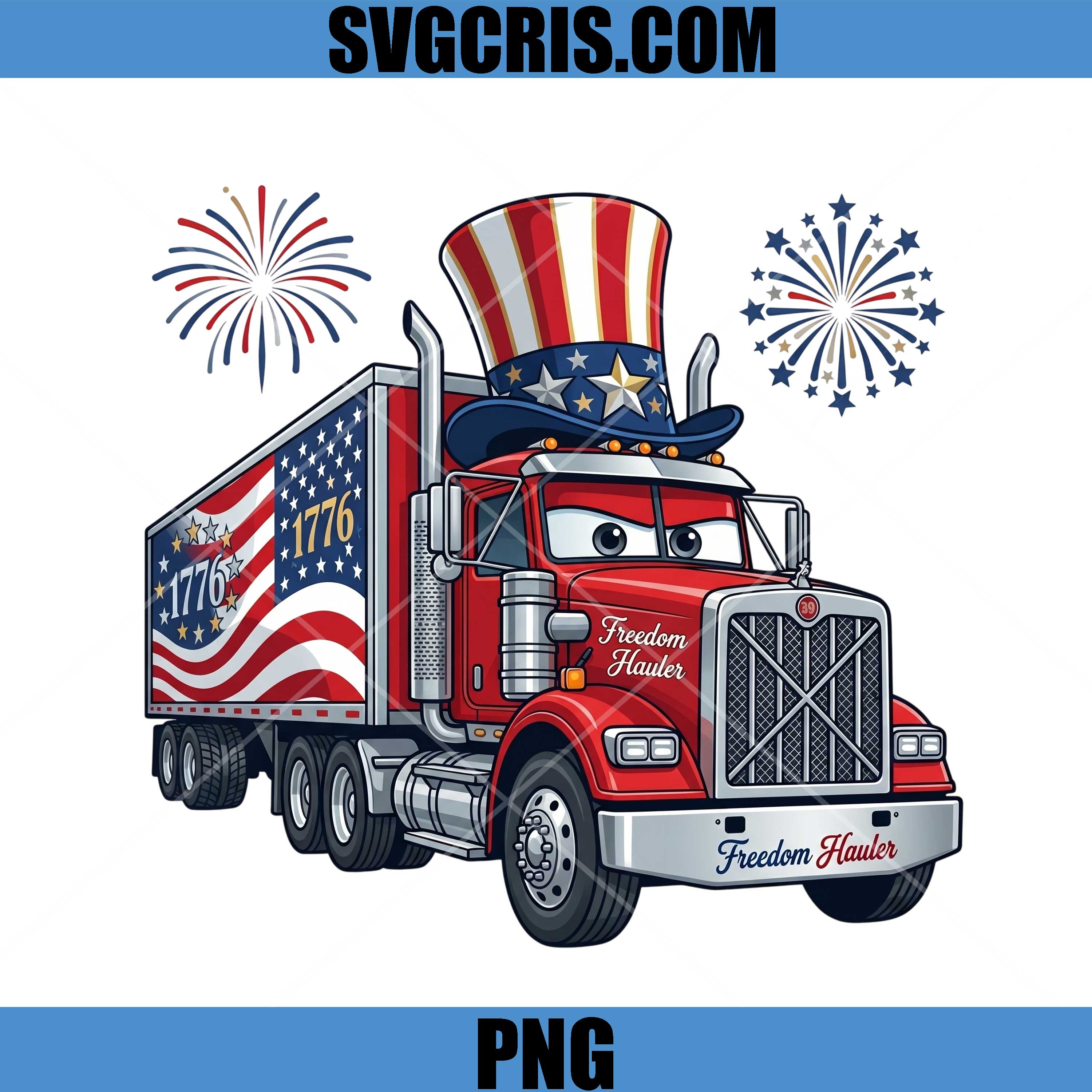 Patriotic Freedom Hauler PNG, American Truck 1776 PNG