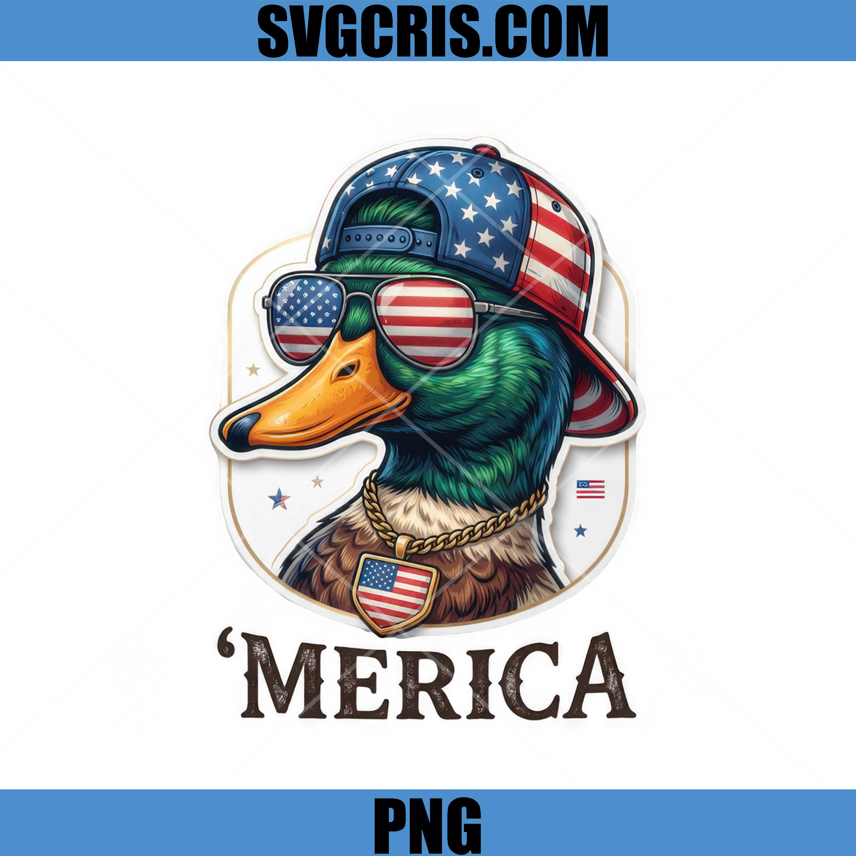 America Duck Sunglasses Design PNG, Patriotic Duck PNG, Merica PNG