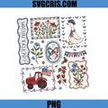 Liberty And Freedom Farmhouse PNG, Americana Floral Art PNG