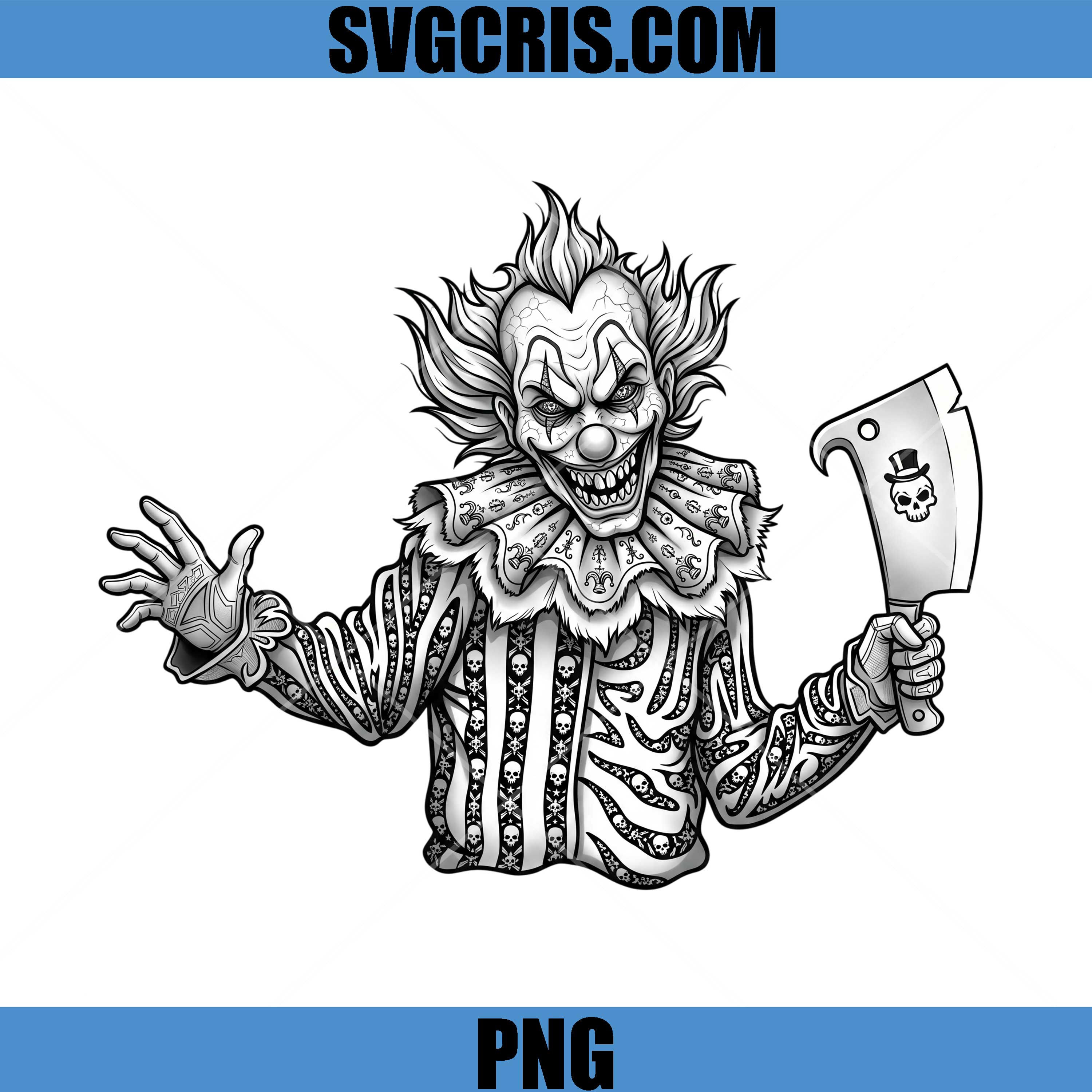 Creepy Killer Clown PNG, Horror Halloween Art PNG
