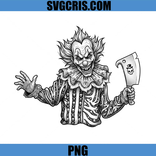 Creepy Killer Clown PNG, Horror Halloween Art PNG