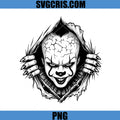 Creepy Pennywise Face PNG, Horror Clown Art PNG