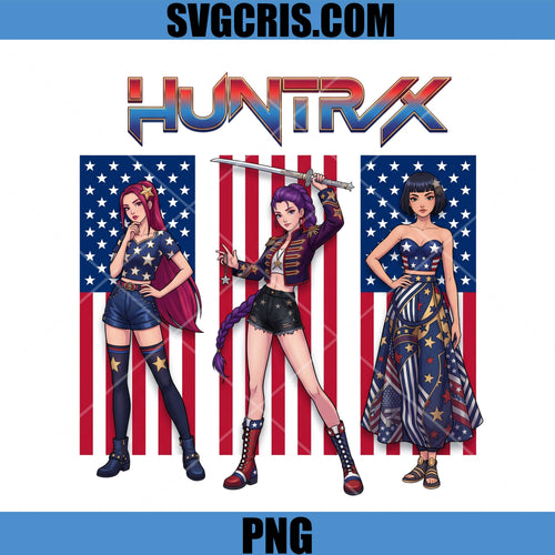 American Flag Huntrix Design, Fourth Of July PNG, K-Pop Demon Hunters 4th July PNG