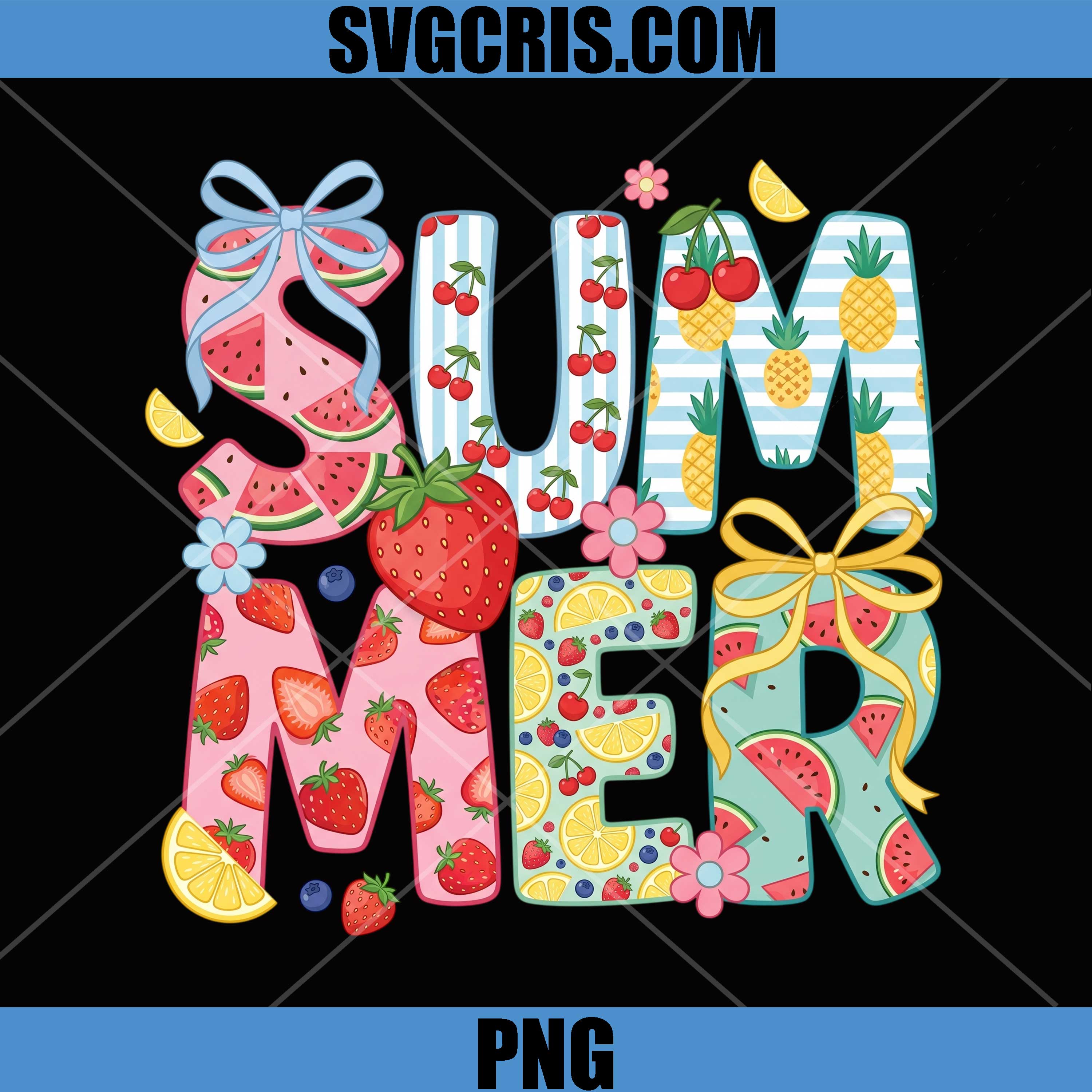 Cute Fruity Summer Design PNG, Summer Vacation Graphic PNG