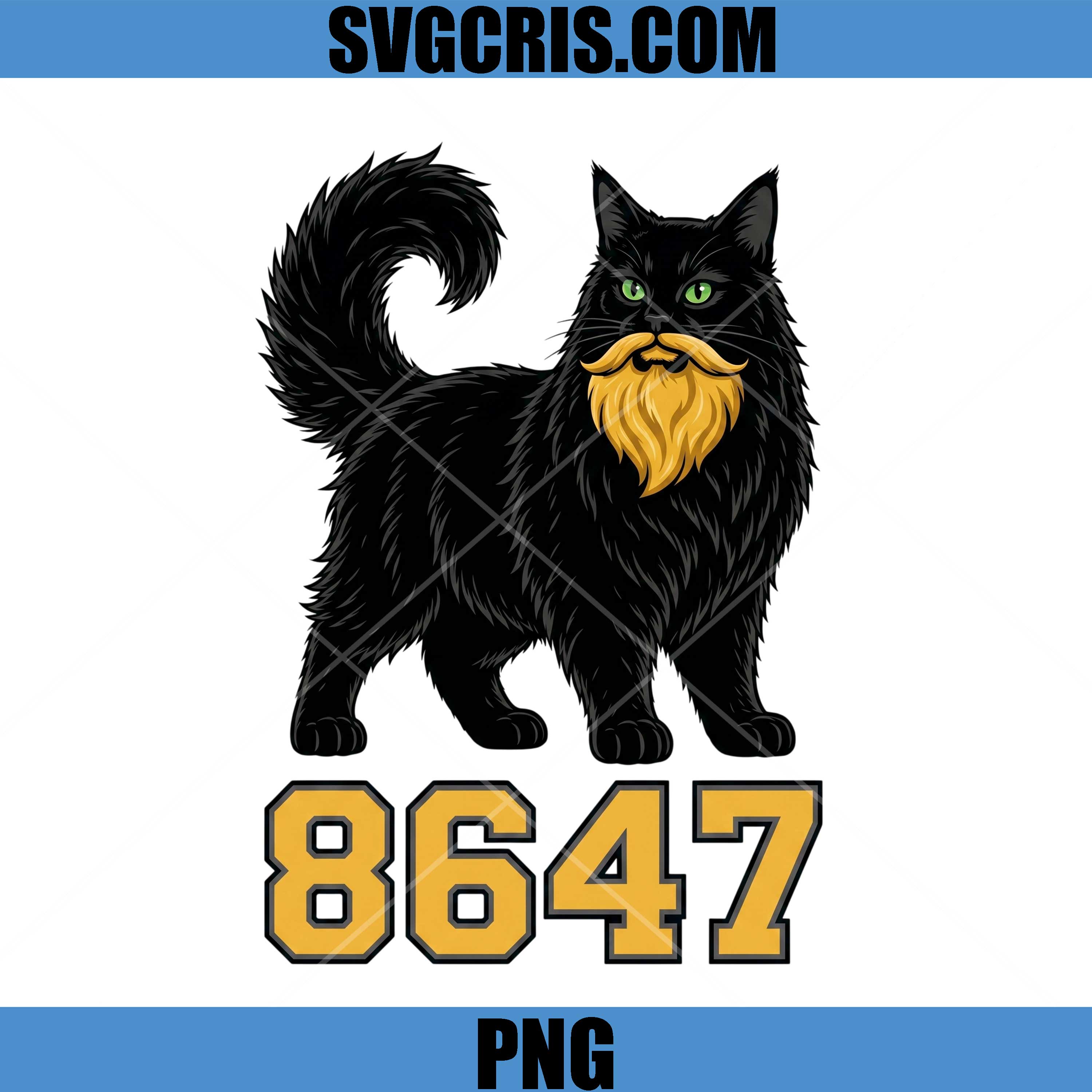 Black Cat 8647 PNG, Funny Beard Cat Design PNG, Anti Trump Cat 8647 PNG