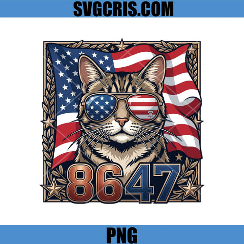 8647 Patriotic Cat PNG, American Flag Sunglasses PNG, Anti Trump PNG
