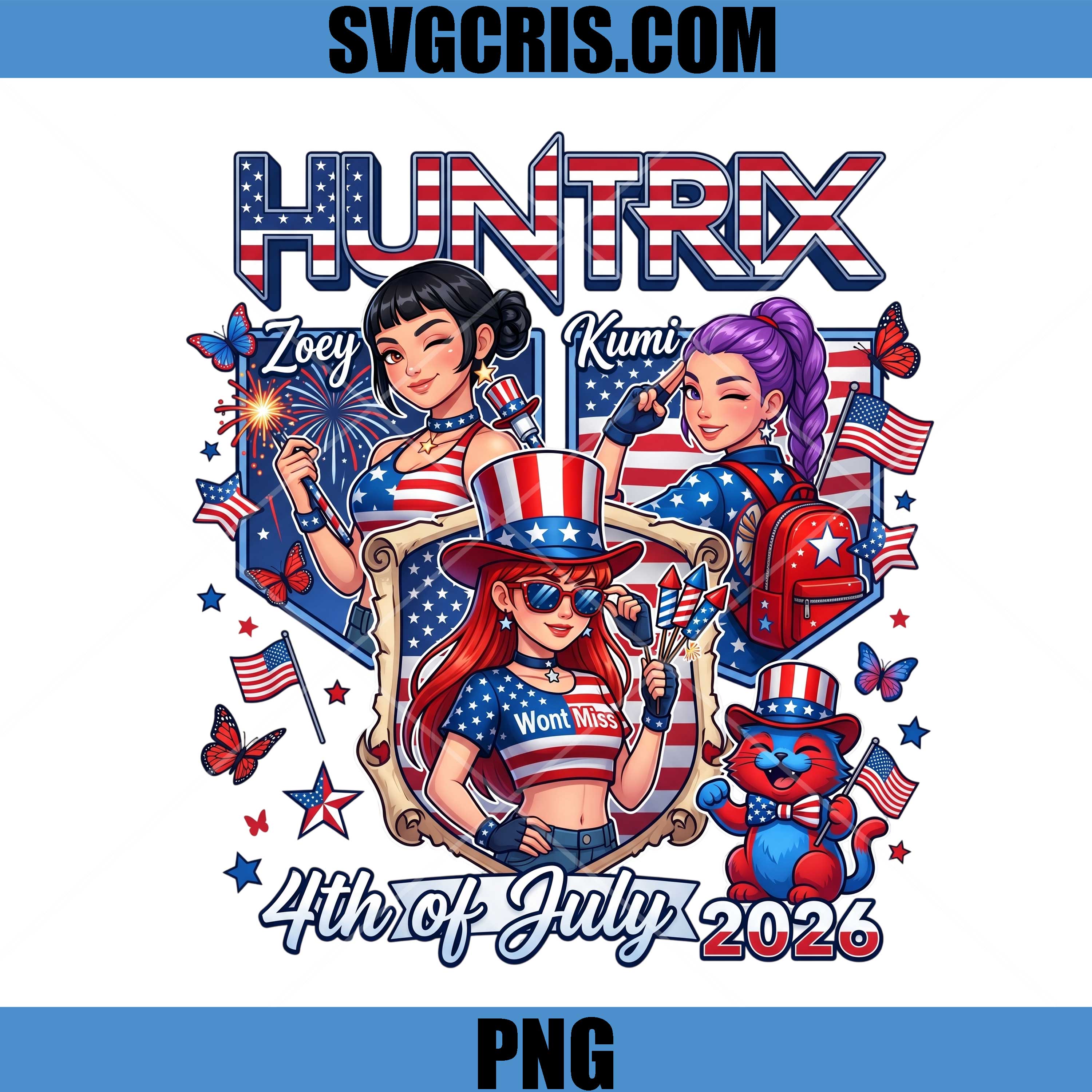 Huntrix 4th Of July 2026 PNG, Huntrix American Flag Style PNG