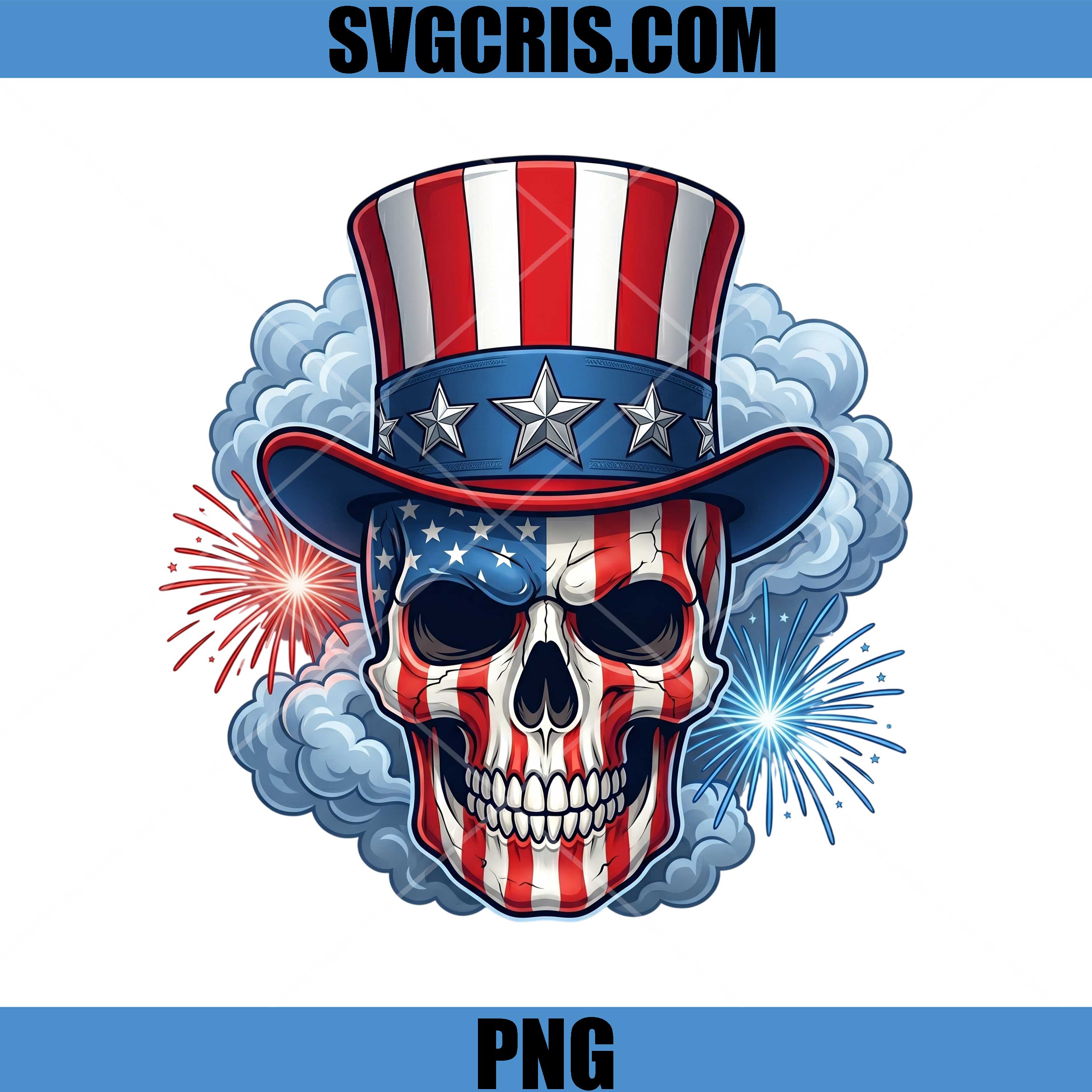 Patriotic Skull Uncle Sam PNG, American Flag Skull Art PNG
