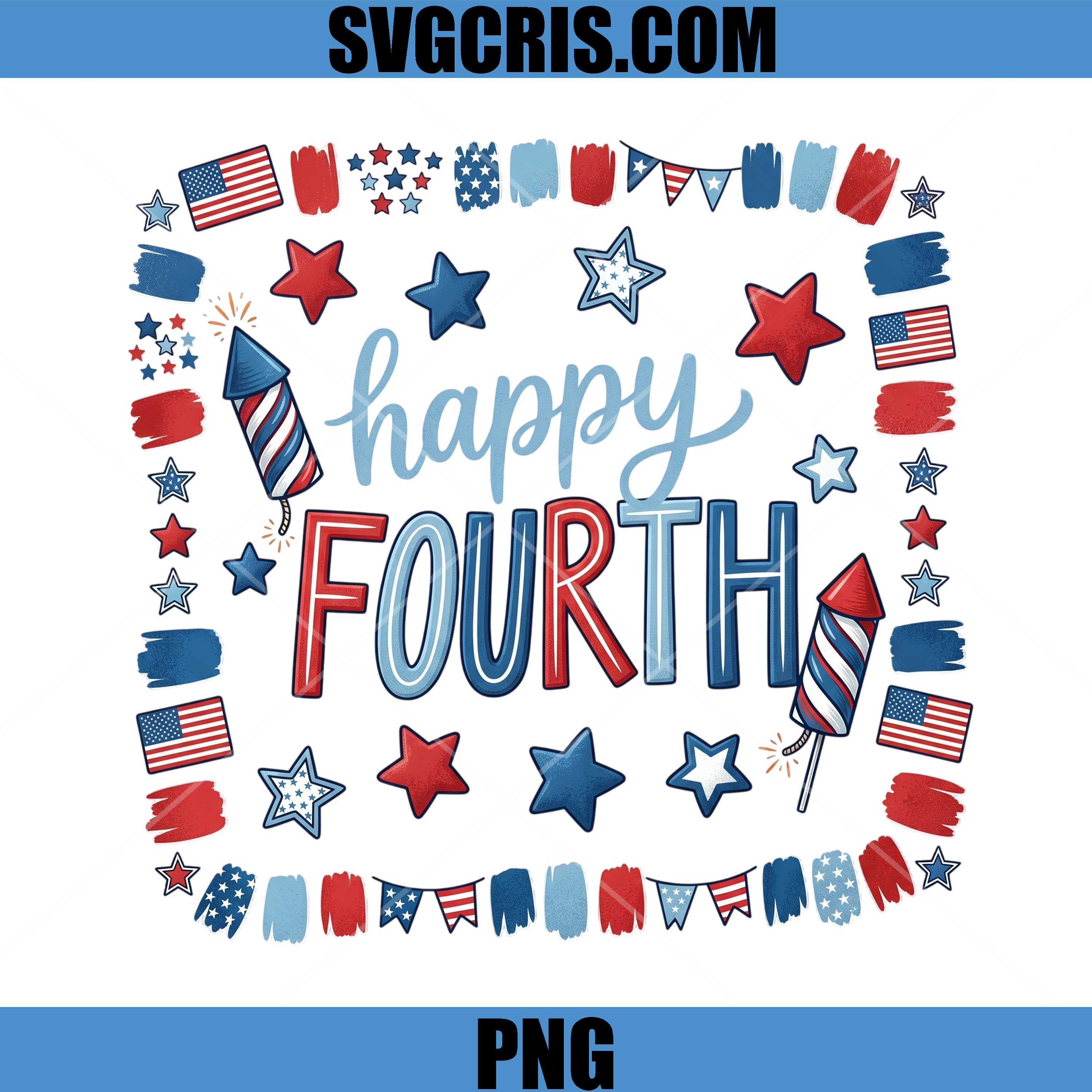 Happy Fourth Patriotic PNG, Fourth Of July Fireworks PNG
