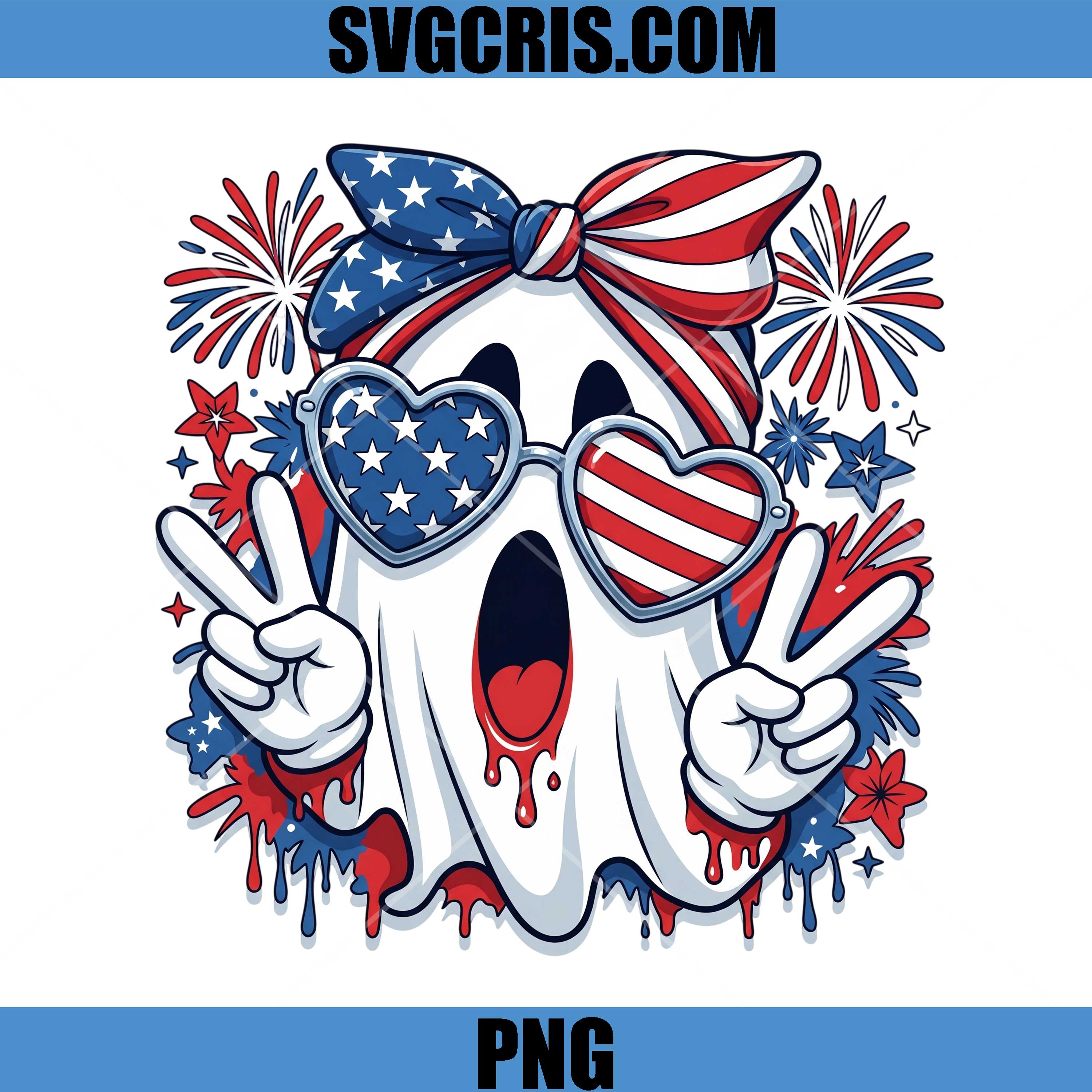 American Flag Ghost PNG, Cute Patriotic Halloween PNG