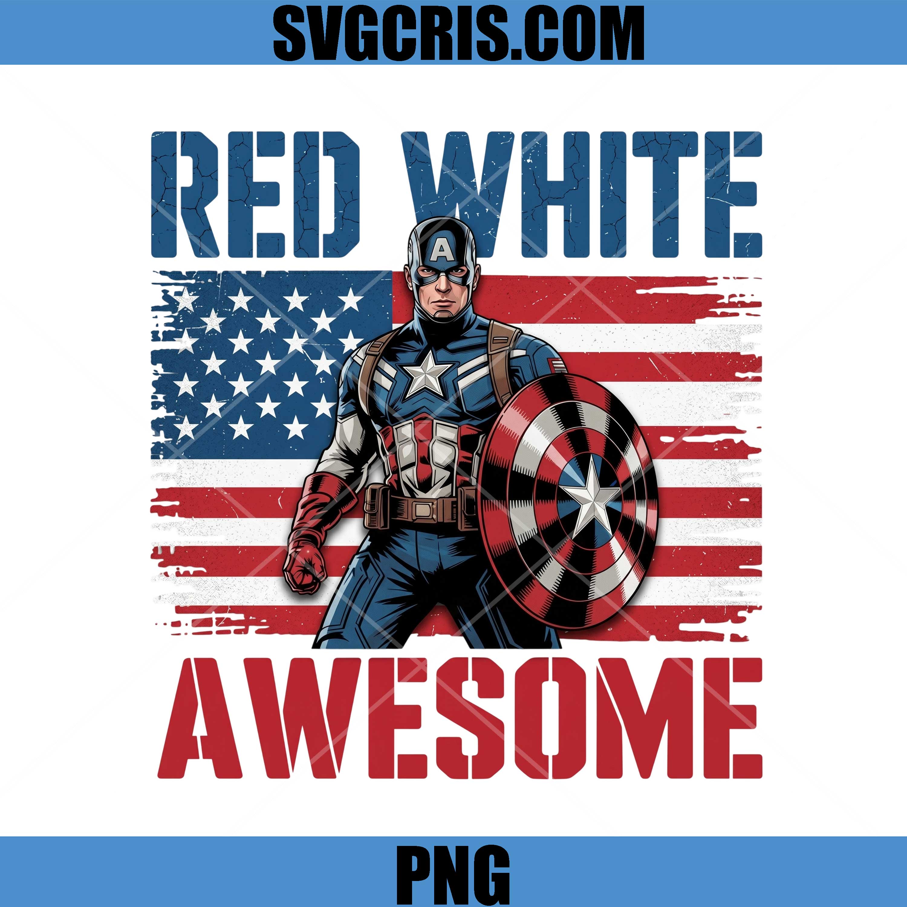 Red White Awesome PNG, Captain America PNG, USA Flag Hero PNG