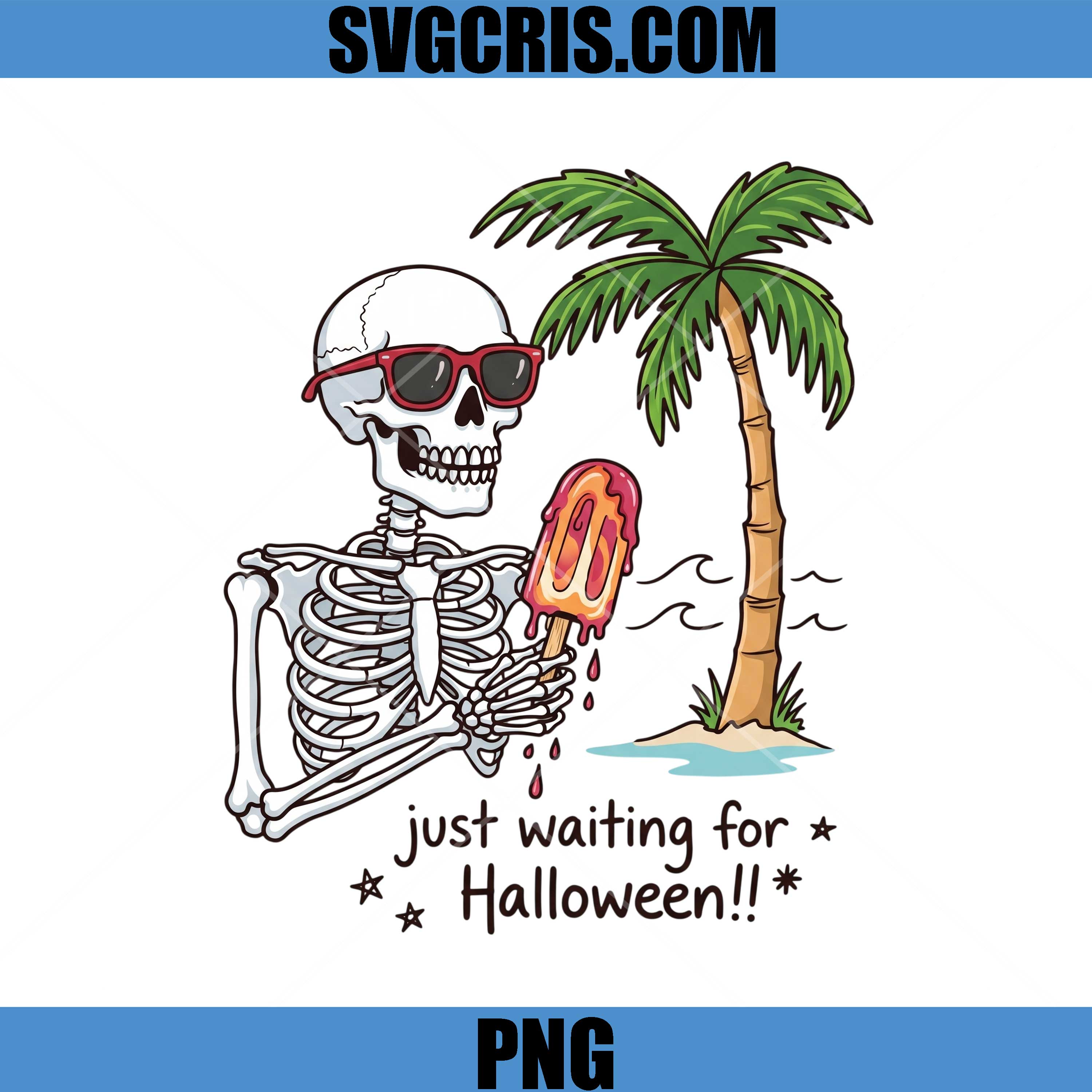Just Waiting For Halloween PNG, Summer Skeleton PNG