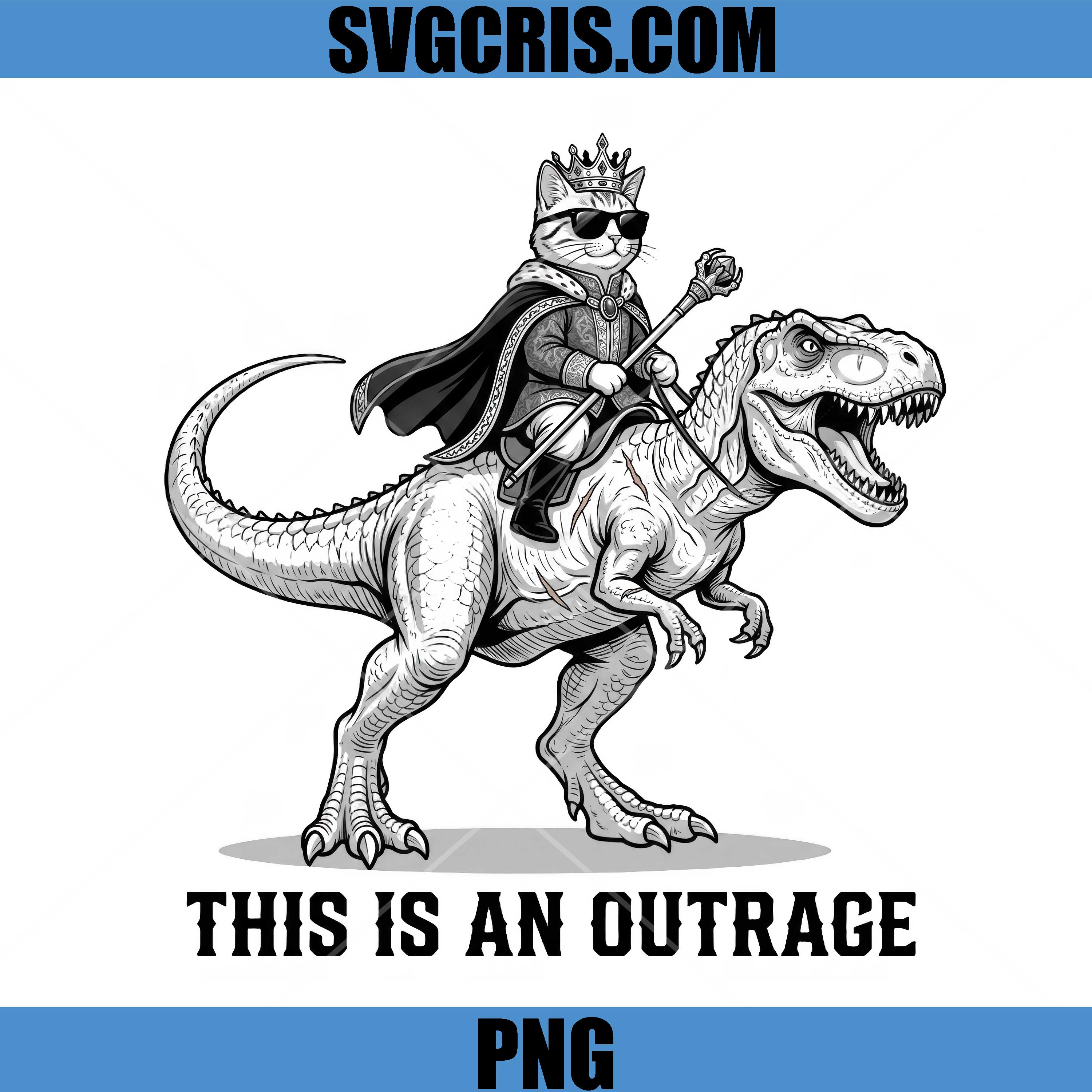 This Is An Outrage PNG, Funny Dinosaur Cat PNG