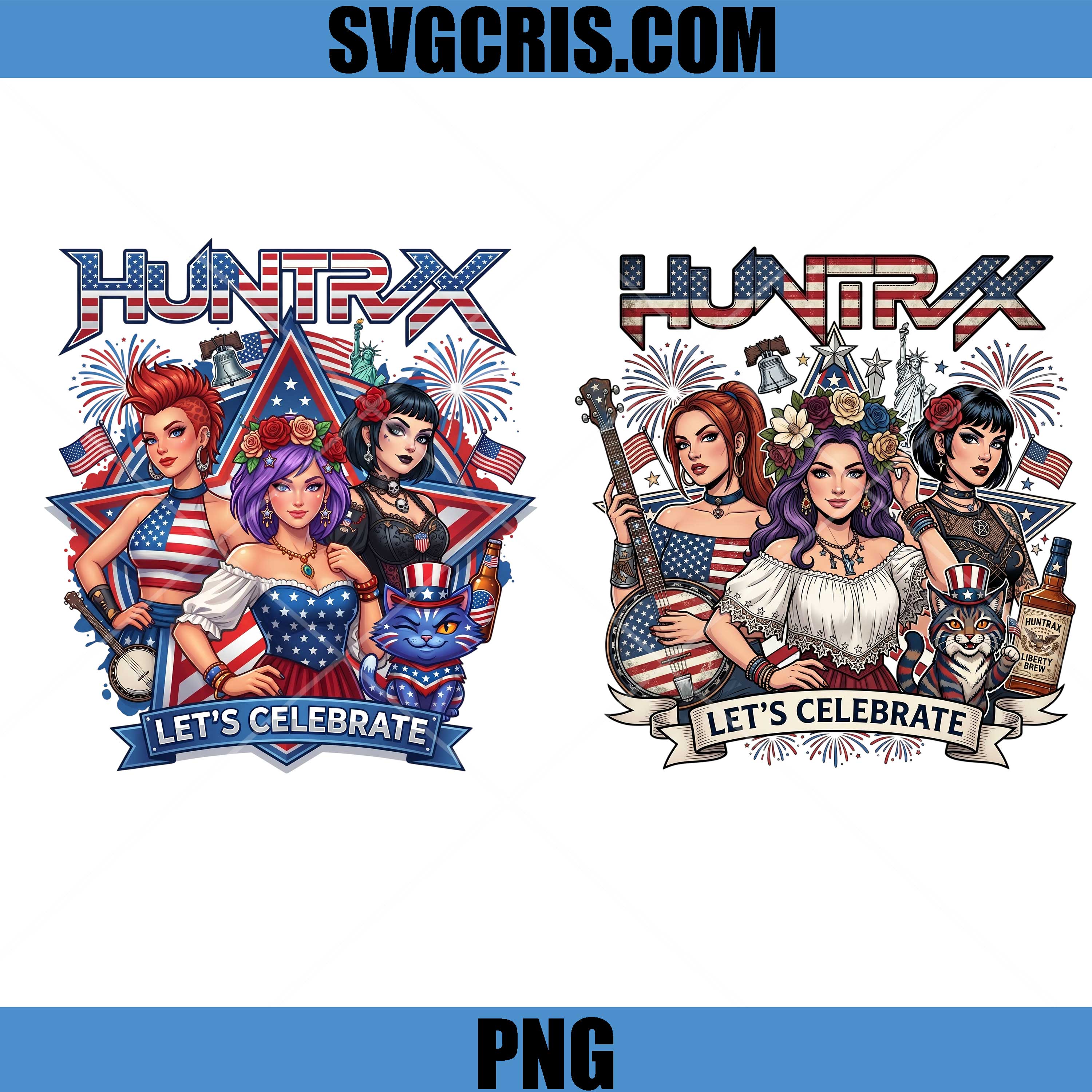 Huntrx American Girls PNG Bundle, Lets Celebrate USA Flag PNG
