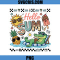 Hello Summer Sunshine Vibes PNG, Cute Alligator Beach Fun PNG