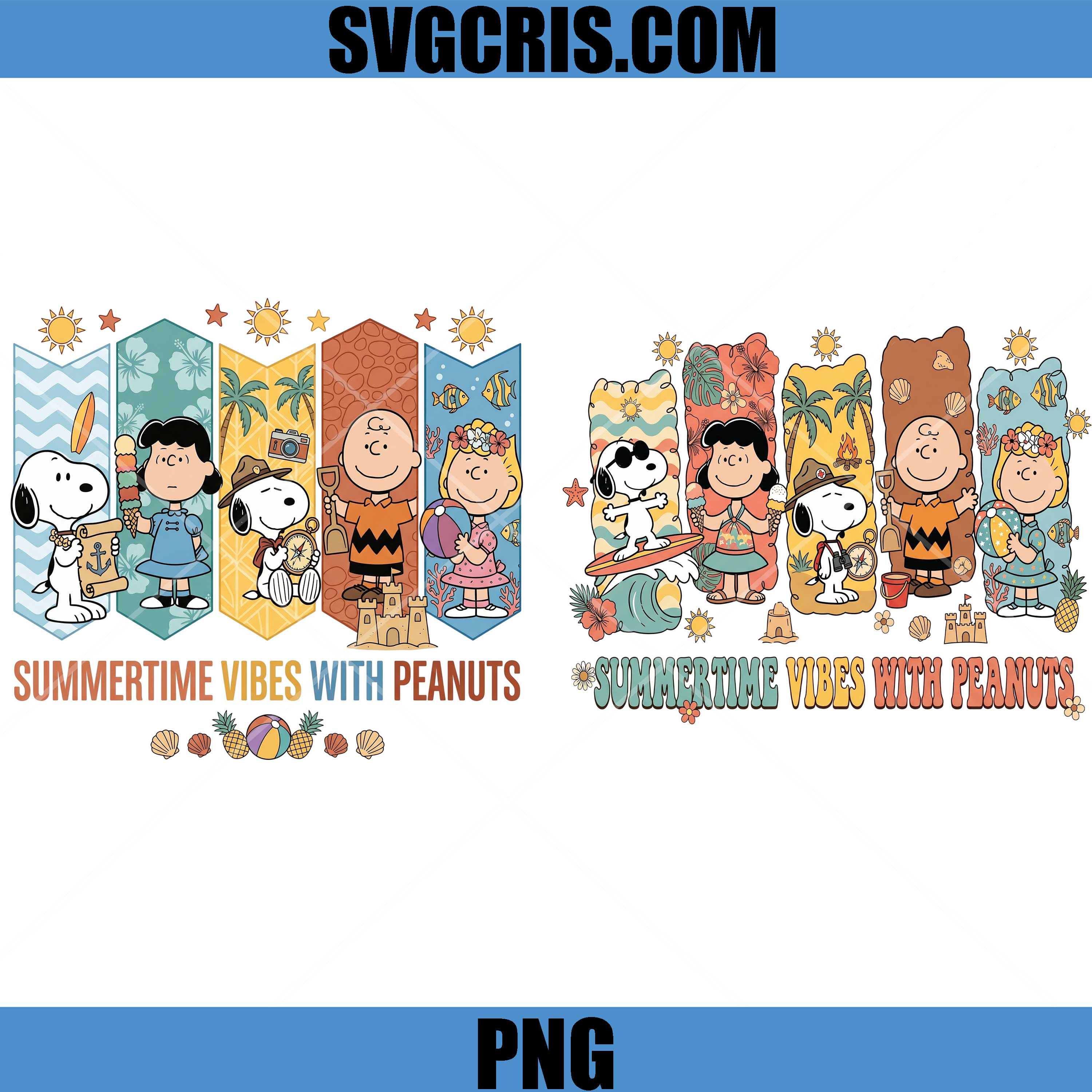 Summertime Vibes With Peanuts PNG Bundle, Snoopy Beach Vacation PNG