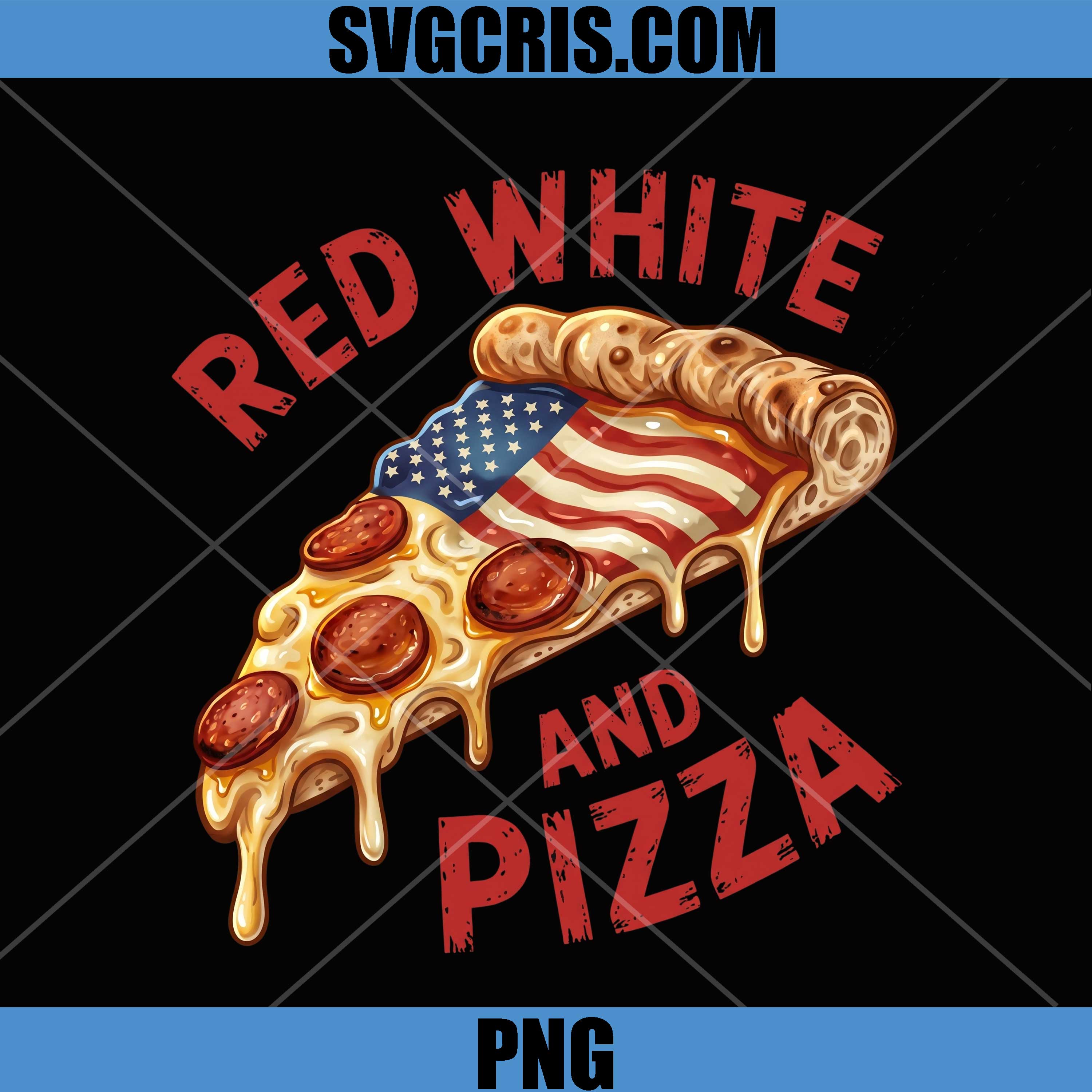 Red White And Pizza PNG, Patriotic Pizza Slice PNG
