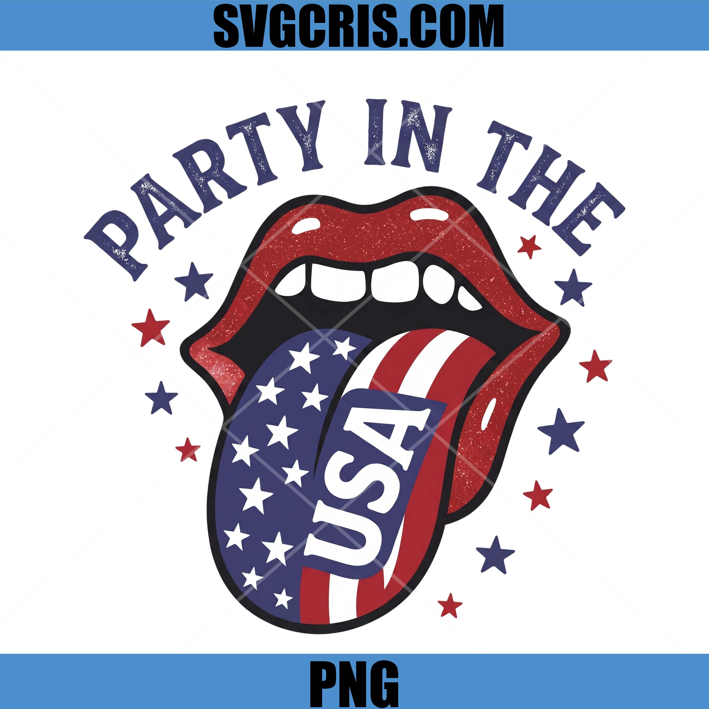 Party In The USA PNG, Patriotic Lips Design PNG