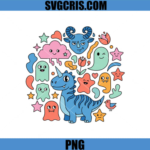 Cute Blue Dino Cartoon PNG, Kawaii Monster Friends PNG