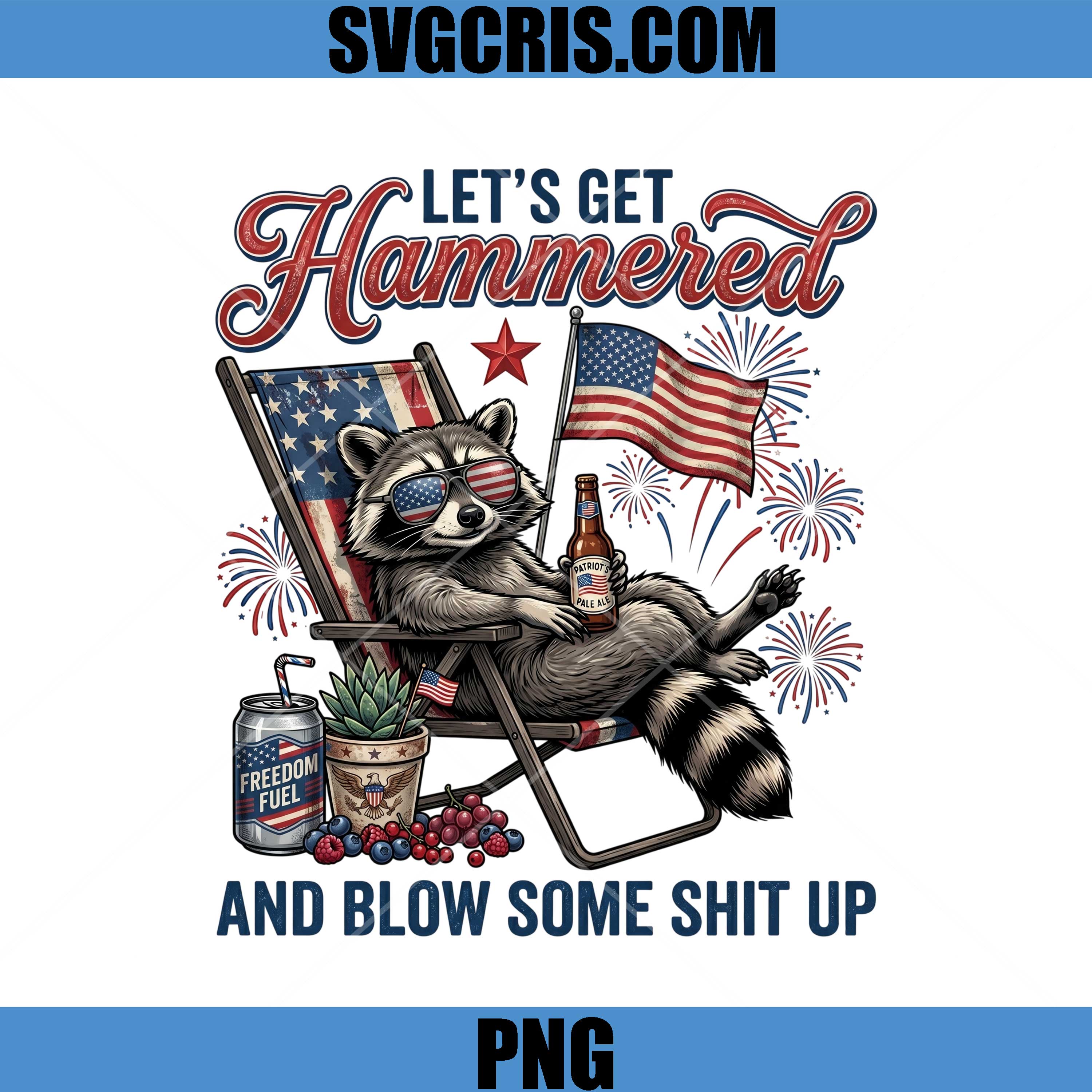 Patriotic Raccoon Beer Party PNG, Lets Get Hammered PNG