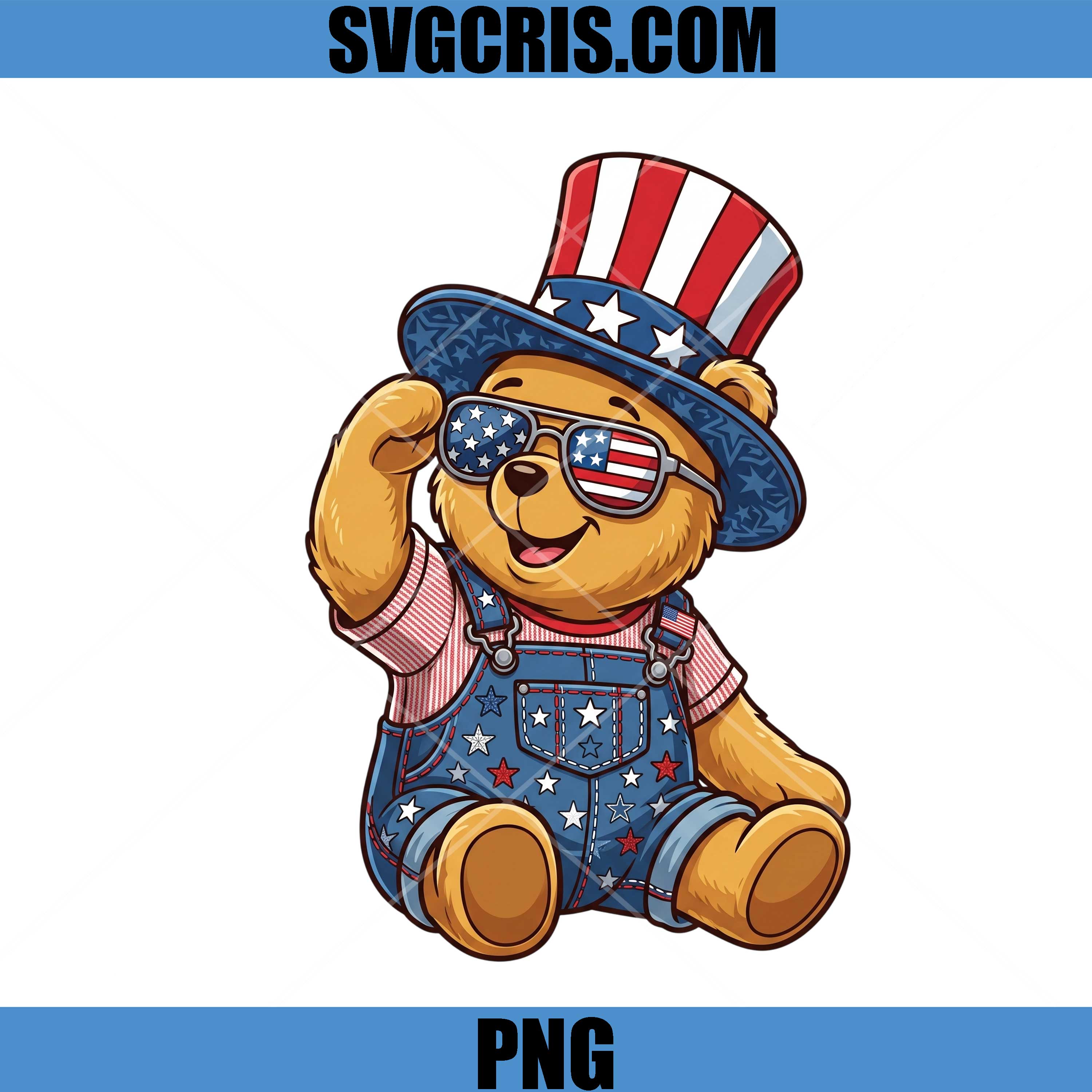 Patriotic Teddy Bear PNG, Fourth Of July Bear PNG
