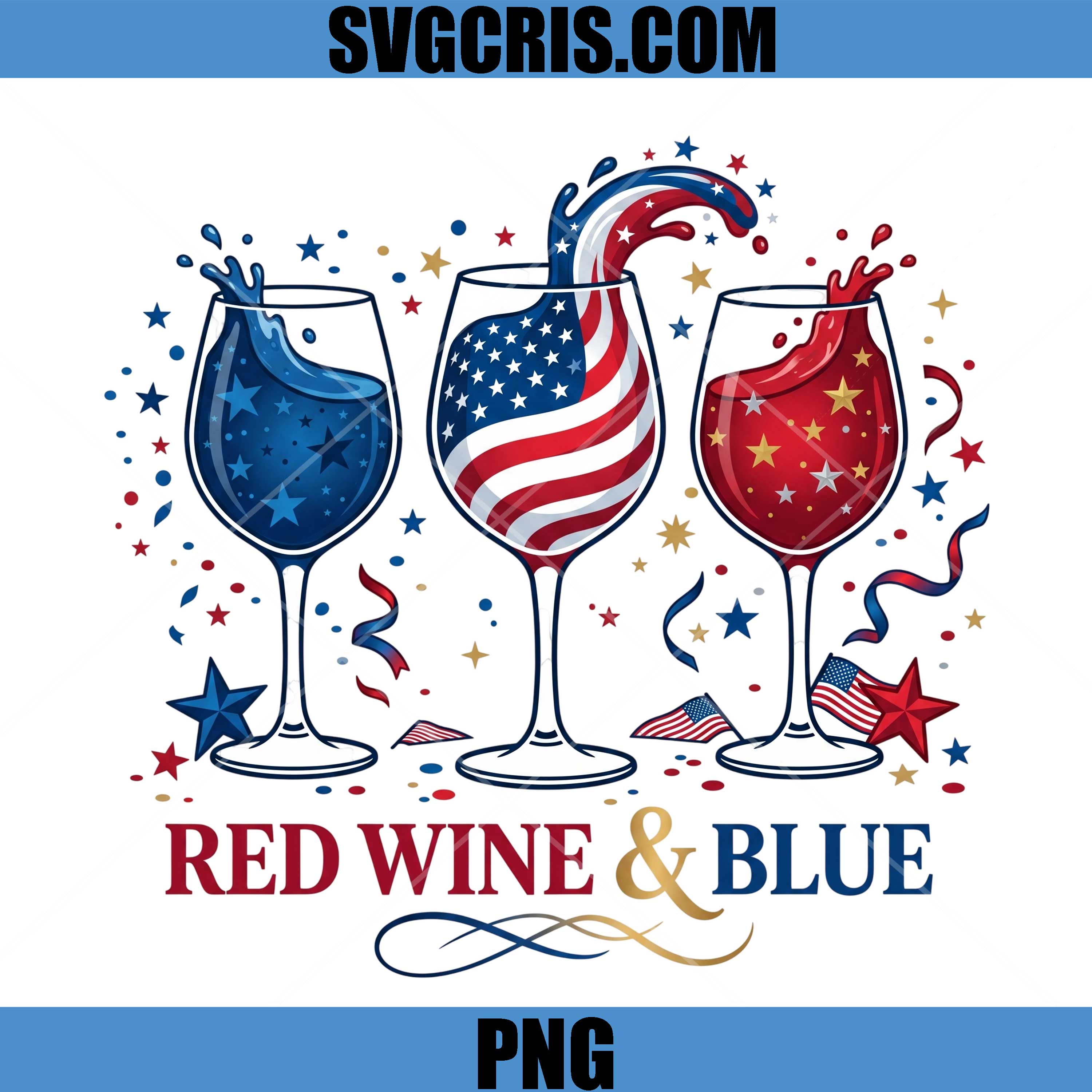 Red Wine And Blue PNG, Patriotic Fourth Of July Wine PNG
