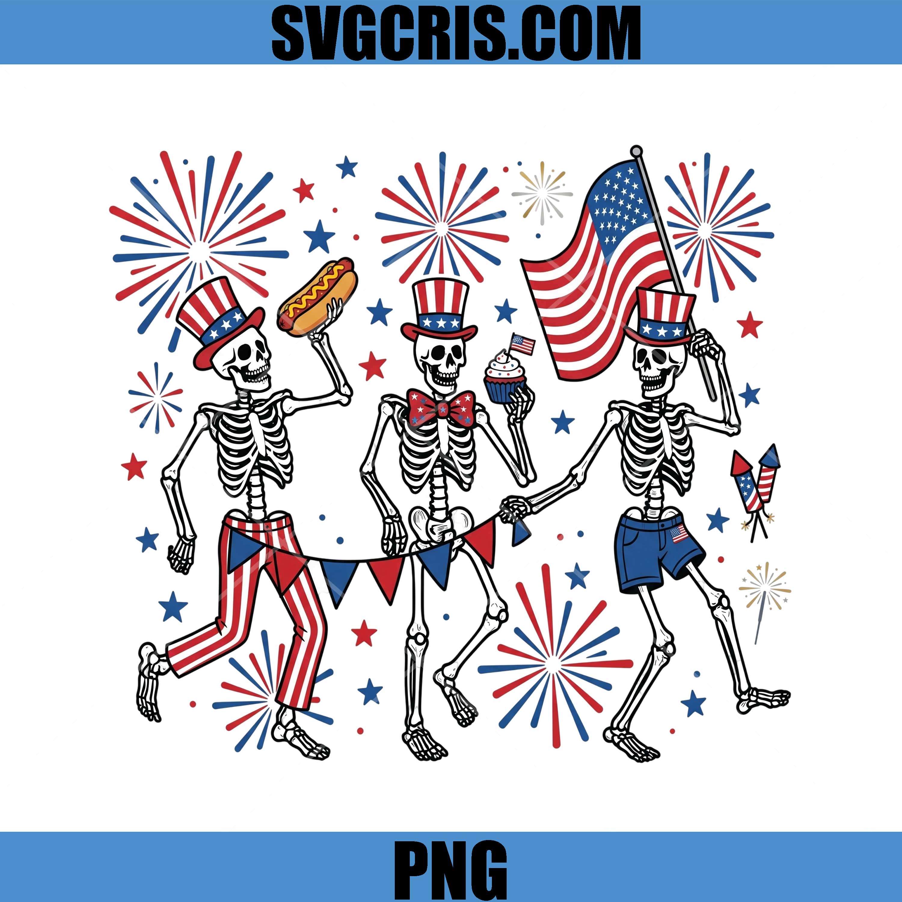 Patriotic Skeleton 4th July Party PNG, Fourth Of July Skeleton PNG