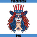 Fourth Of July Sugar Skull PNG, Red White Blue Lady PNG