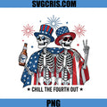 Chill The Fourth Out Quote PNG, USA Skeleton Party PNG